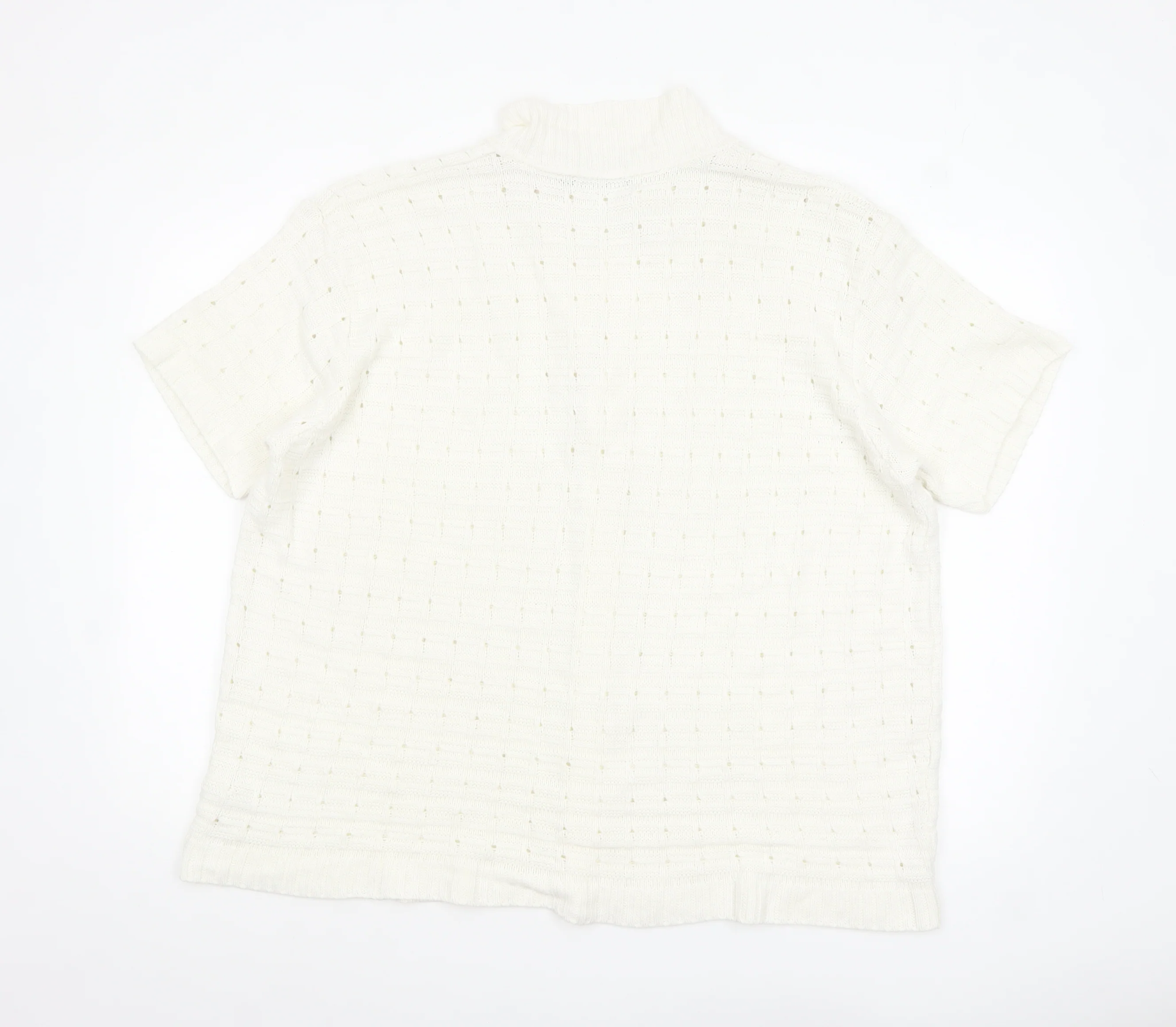 boohooMAN Men’s Ivory Short Sleeve Collared Knit Cardigan M - Image 3