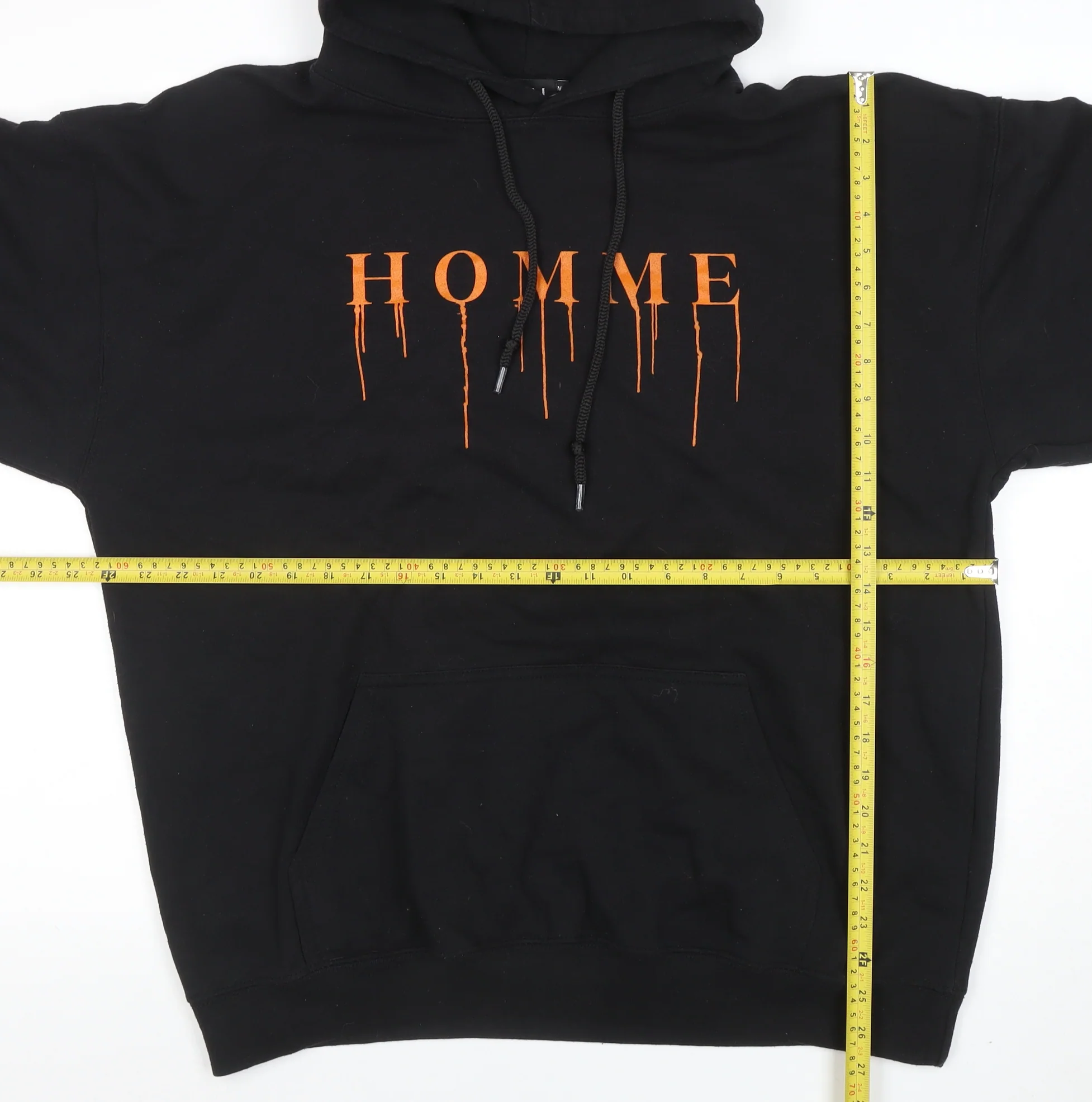 boohooMAN Men's Black 'HOMME' Graphic Pullover Hoodie Size M - Image 2