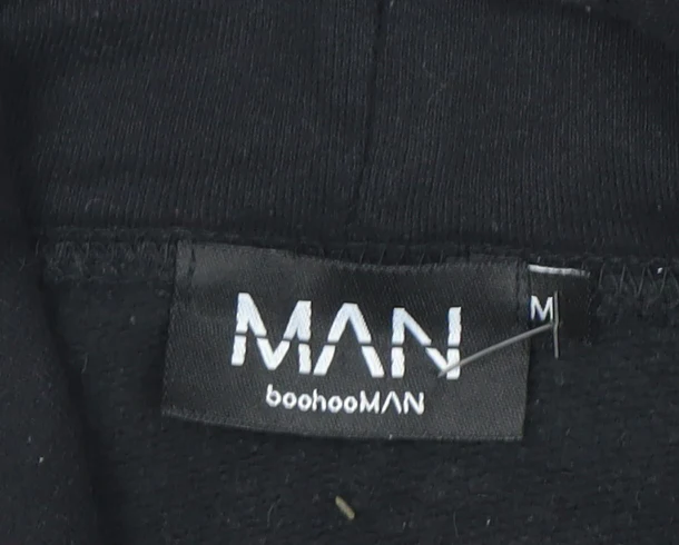 boohooMAN Men's Black 'HOMME' Graphic Pullover Hoodie Size M - Image 4