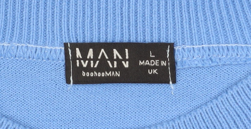 boohooMAN Men's Blue Acrylic Crew Neck Short Sleeve T-Shirt Size L - Image 4