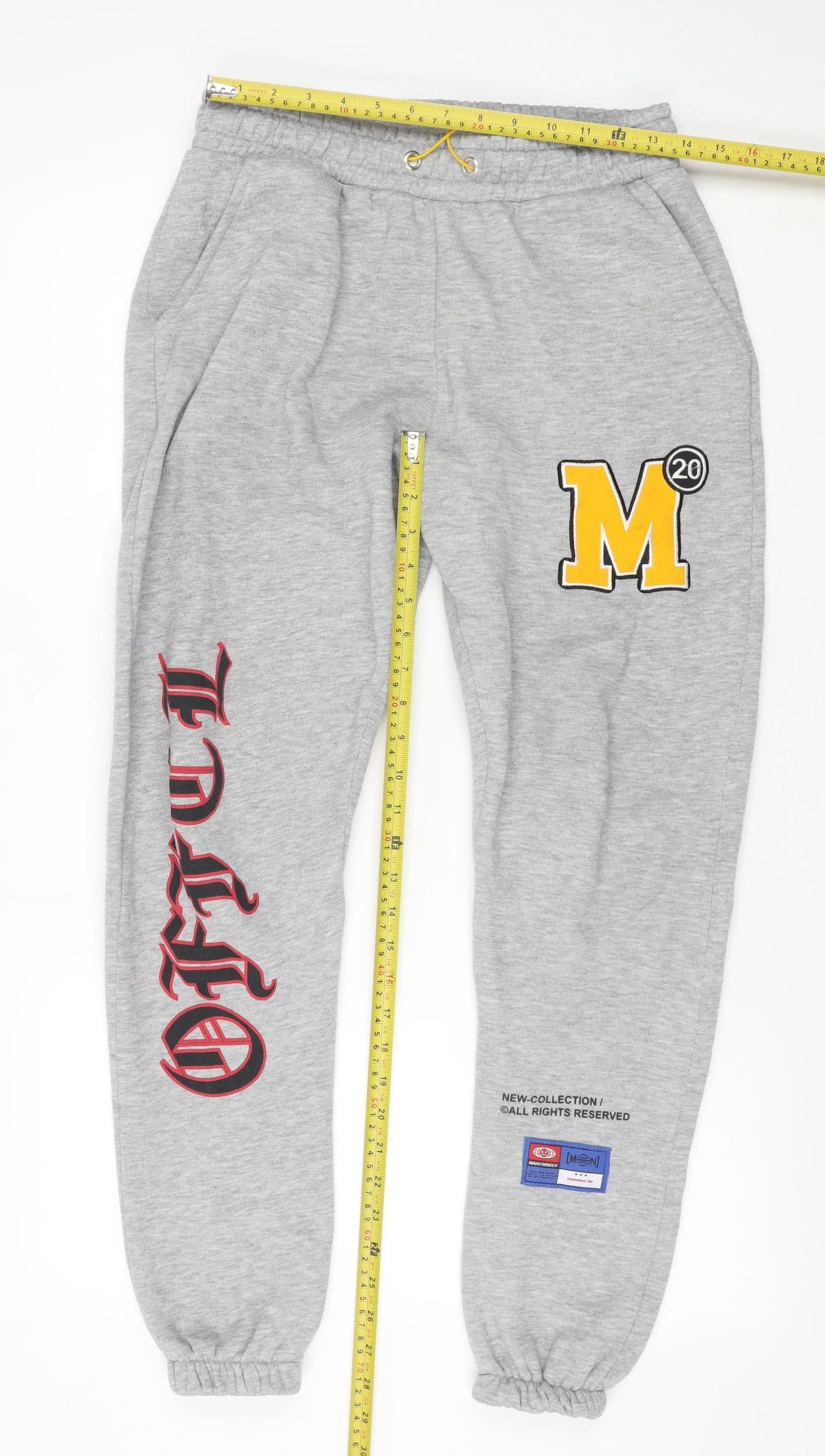 boohooMAN Men's Grey M College Logo Jogger Sweatpants - Image 2