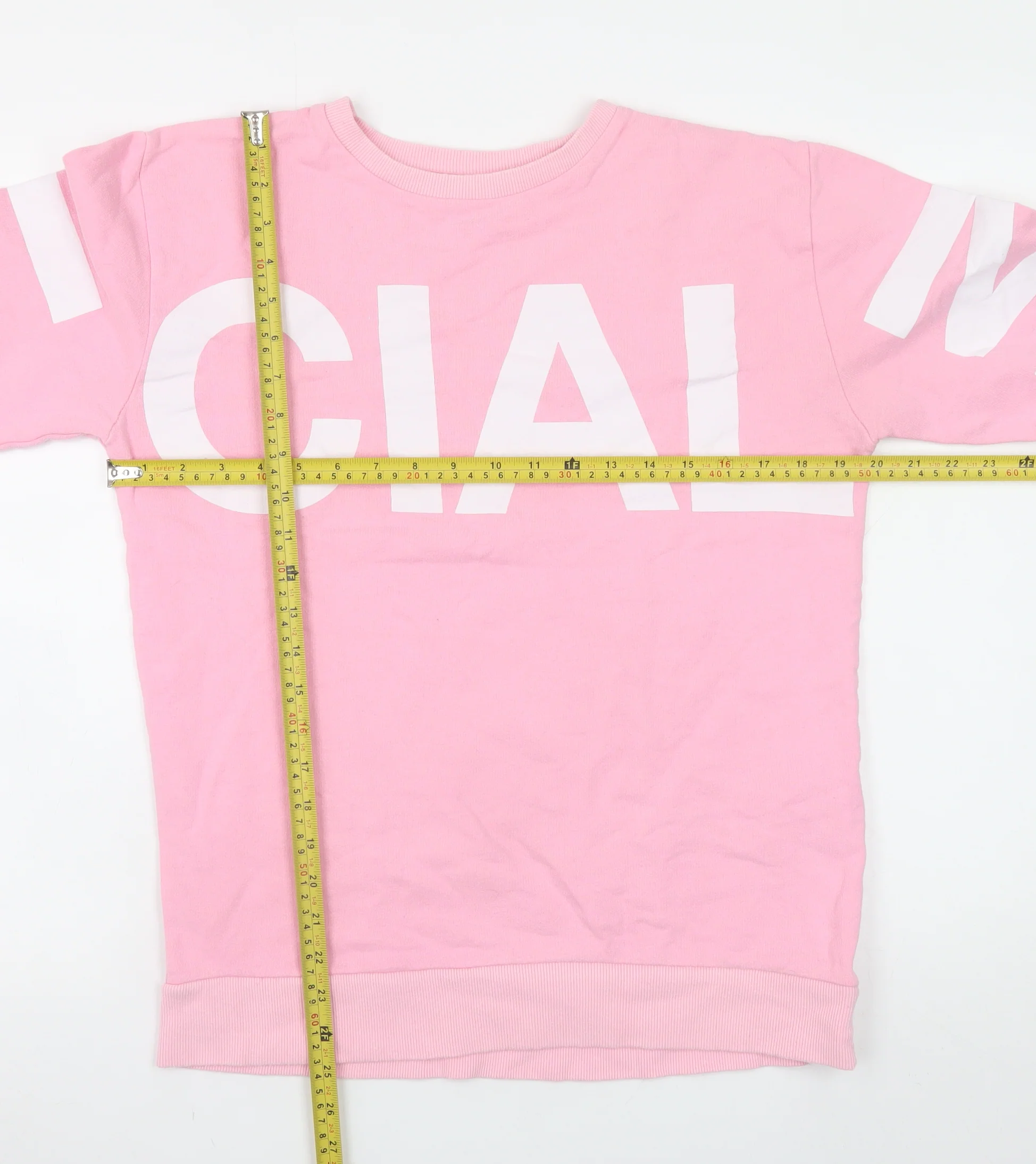 boohooMAN Mens Pink Logo Pullover Sweatshirt Size M Regular Fit - Image 2