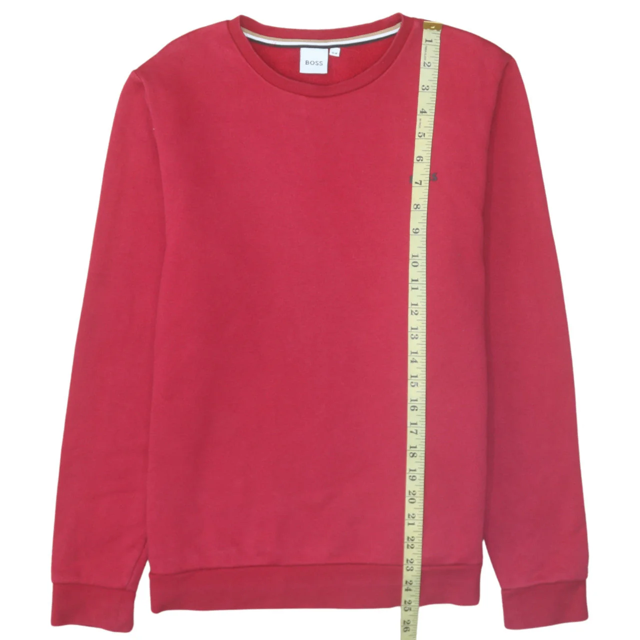 BOSS Boys Red Crew Neck Pullover Sweatshirt 16 Years Cotton Blend - Image 2