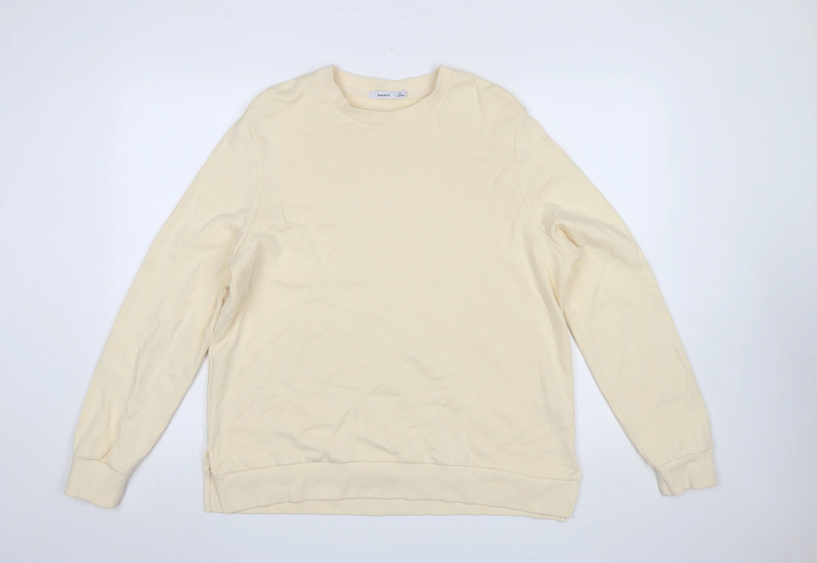 Bossini Women Beige Crew Neck Pullover Sweatshirt XL Cotton Casual