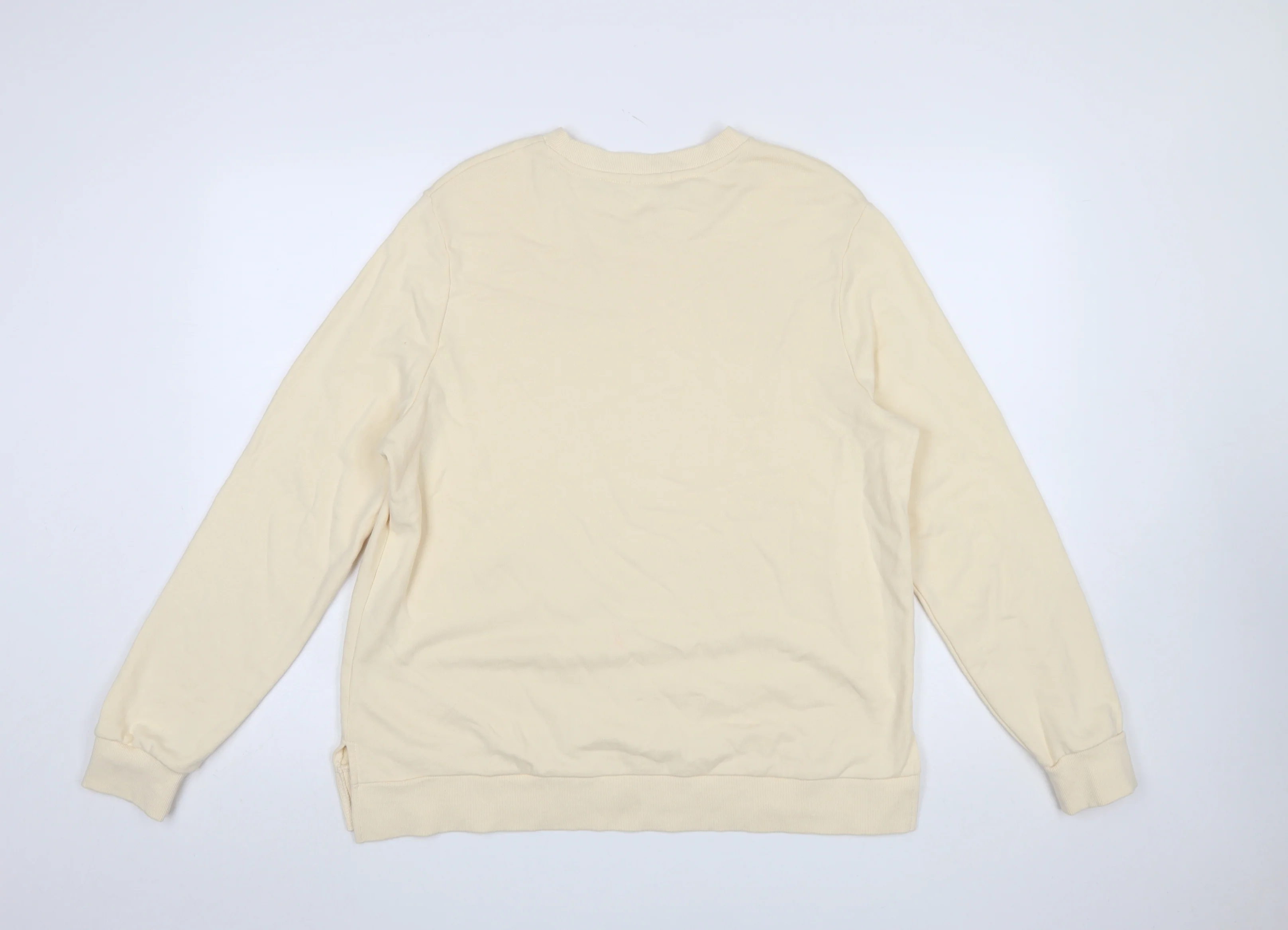 Bossini Women Beige Crew Neck Pullover Sweatshirt XL Cotton Casual - Image 3