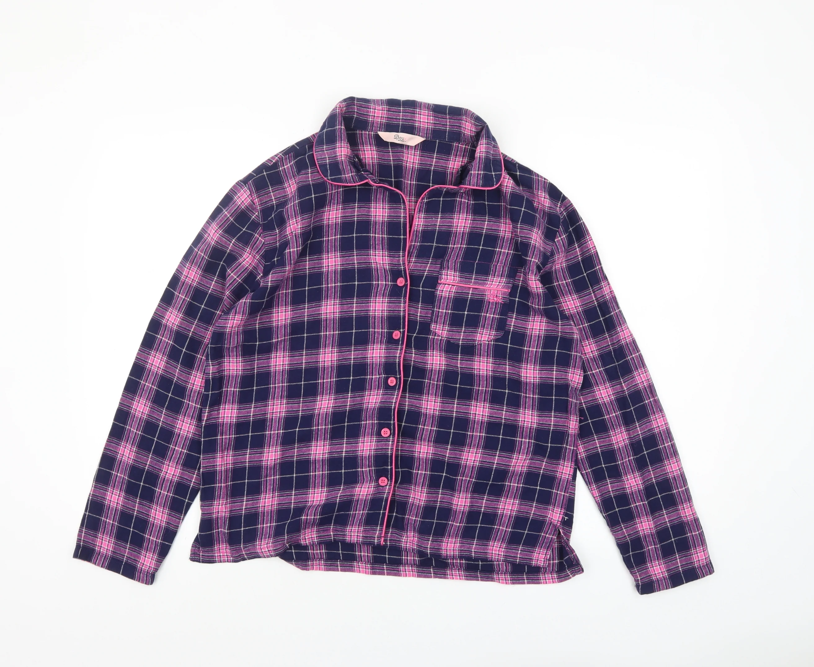 Boux Avenue Women's Pink Check Flannel Pyjama Top UK 10
