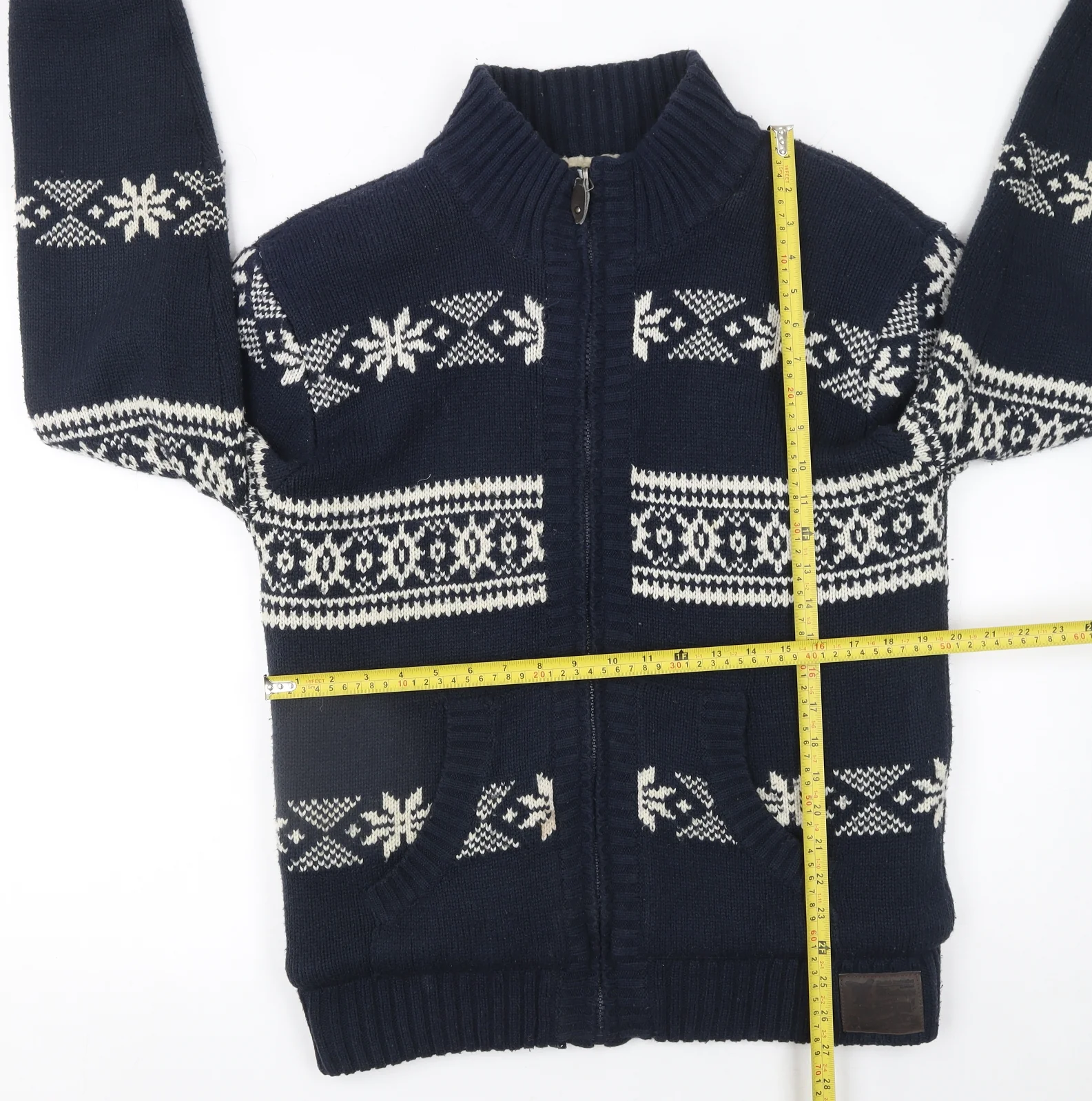Brave Soul Men's Blue Fair Isle Full Zip Knit Jumper L - Image 2