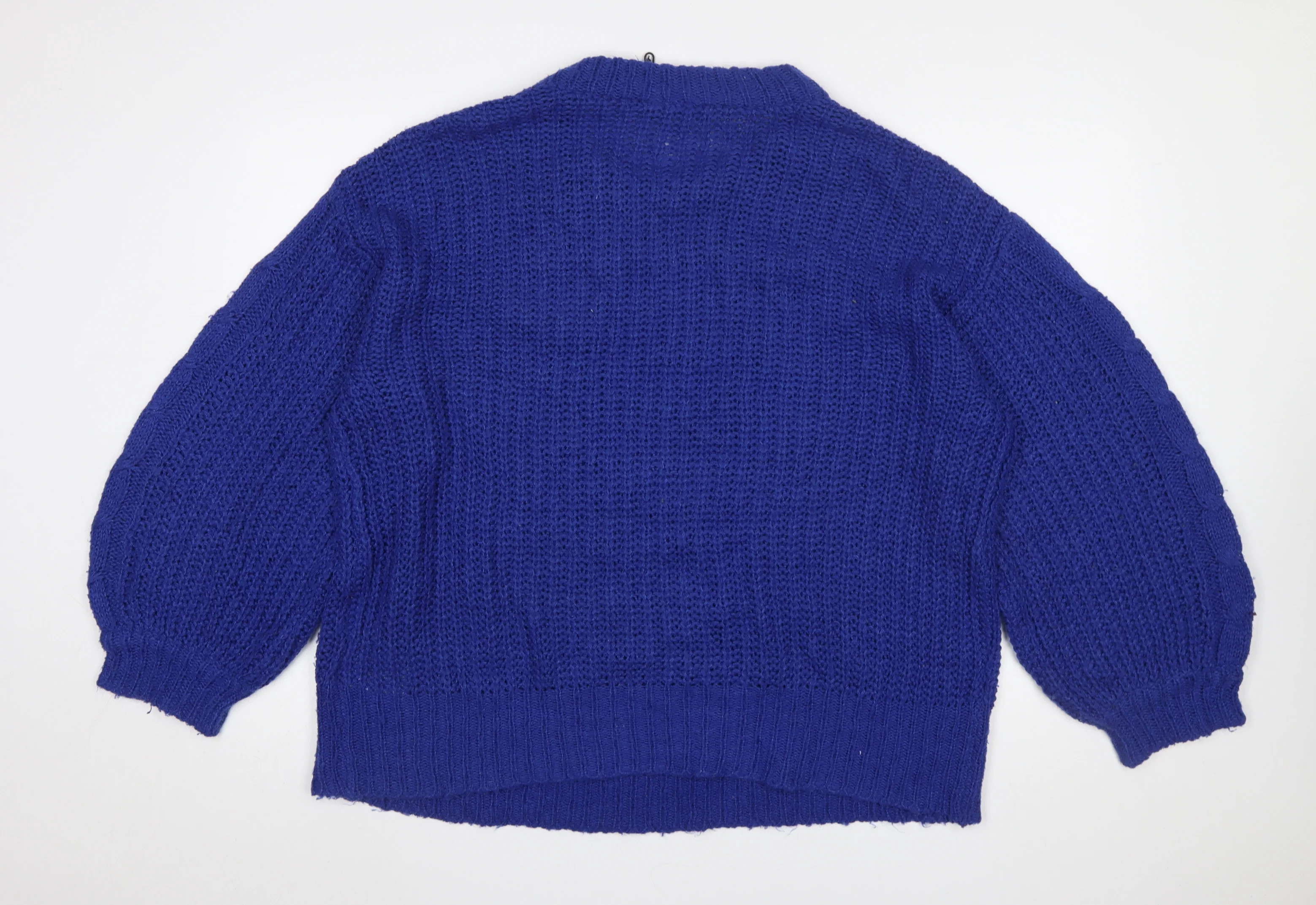 Brave Soul Women Blue Cable Knit Crew Neck Jumper Size 14 - Image 3