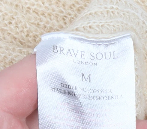 Brave Soul Women’s Beige Chunky Knit Button Cardigan M - Image 5