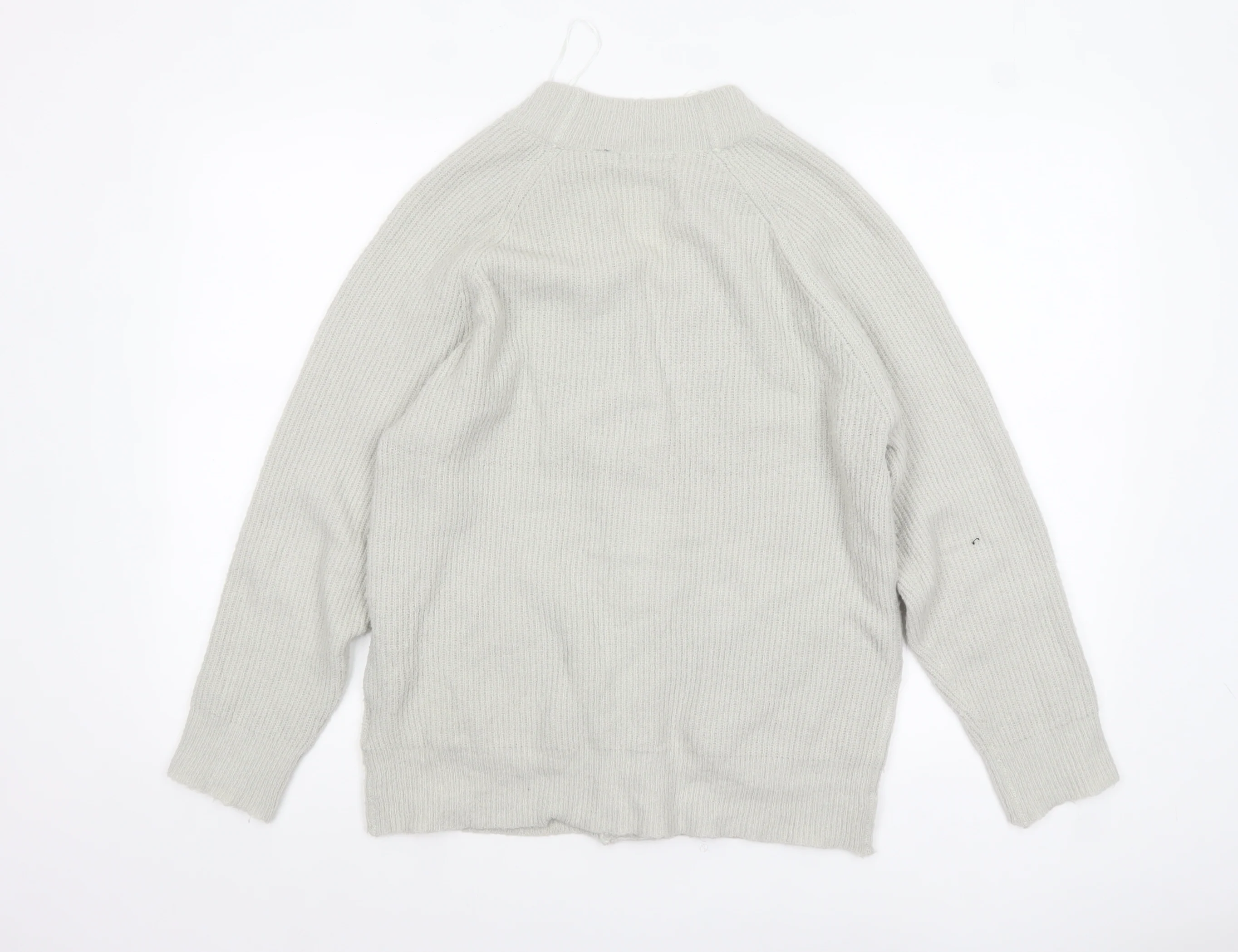 Brave Soul Women’s Grey Chunky Knit Cardigan M V-Neck Button Front - Image 3