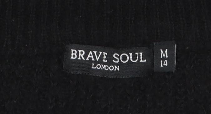 Brave Soul Women's Black Beaded Butterfly Chunky Knit Jumper Size 14 - Image 4