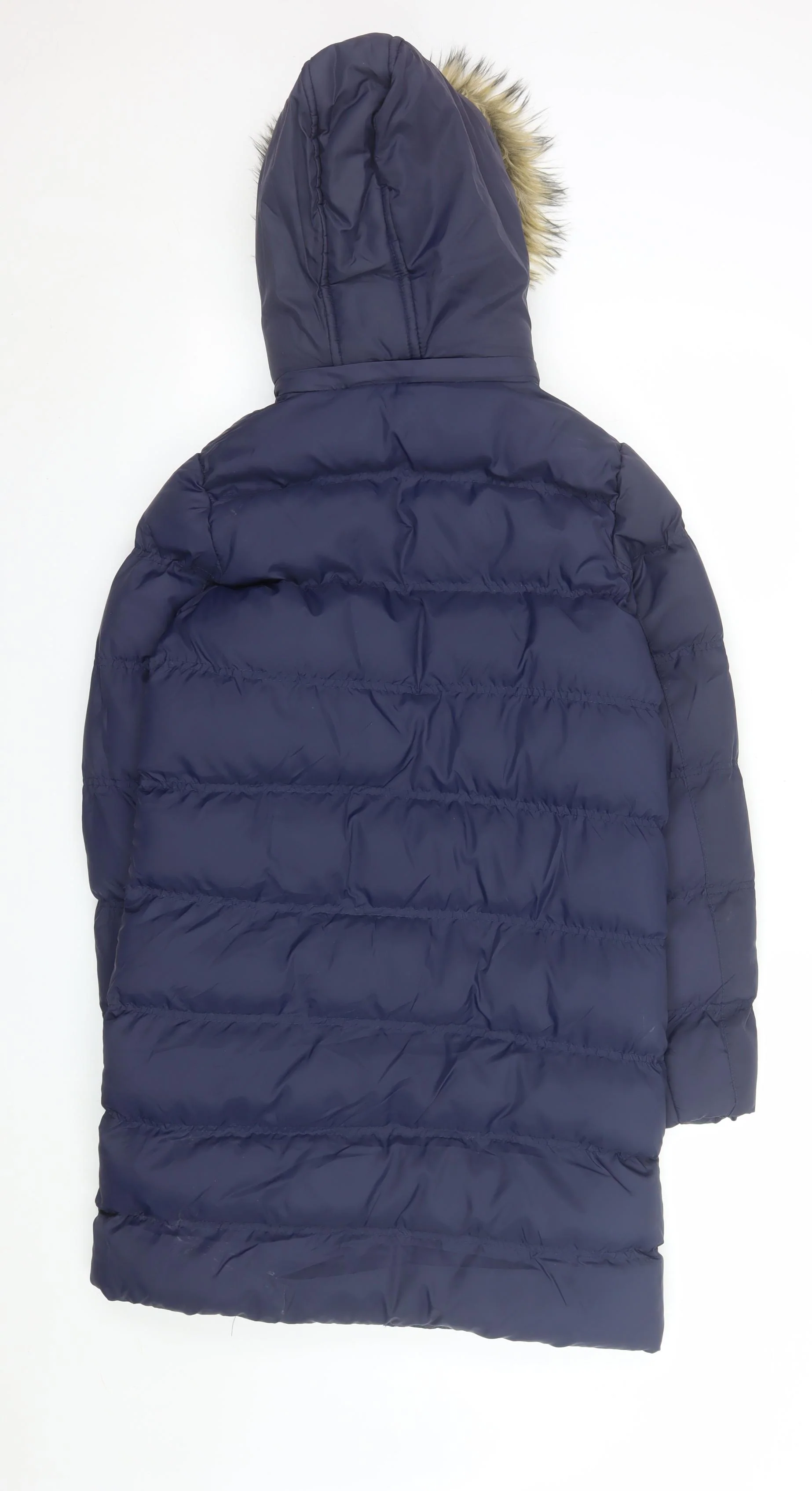 Brave Soul Women's Blue Long Puffer Coat Hooded Size 10 - Image 3