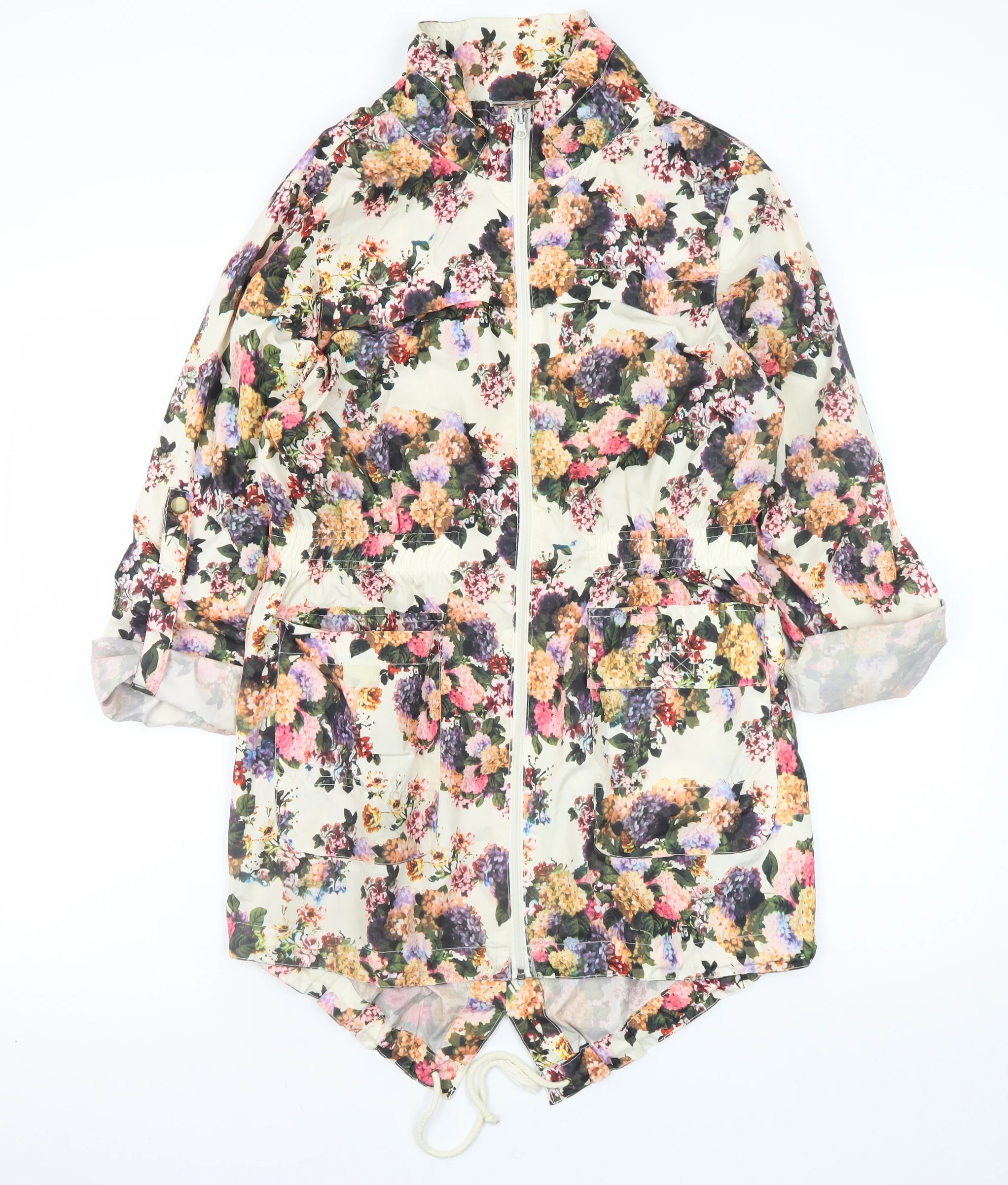 Brave Soul Womens Multicoloured Floral Lightweight Zip Jacket Size 10
