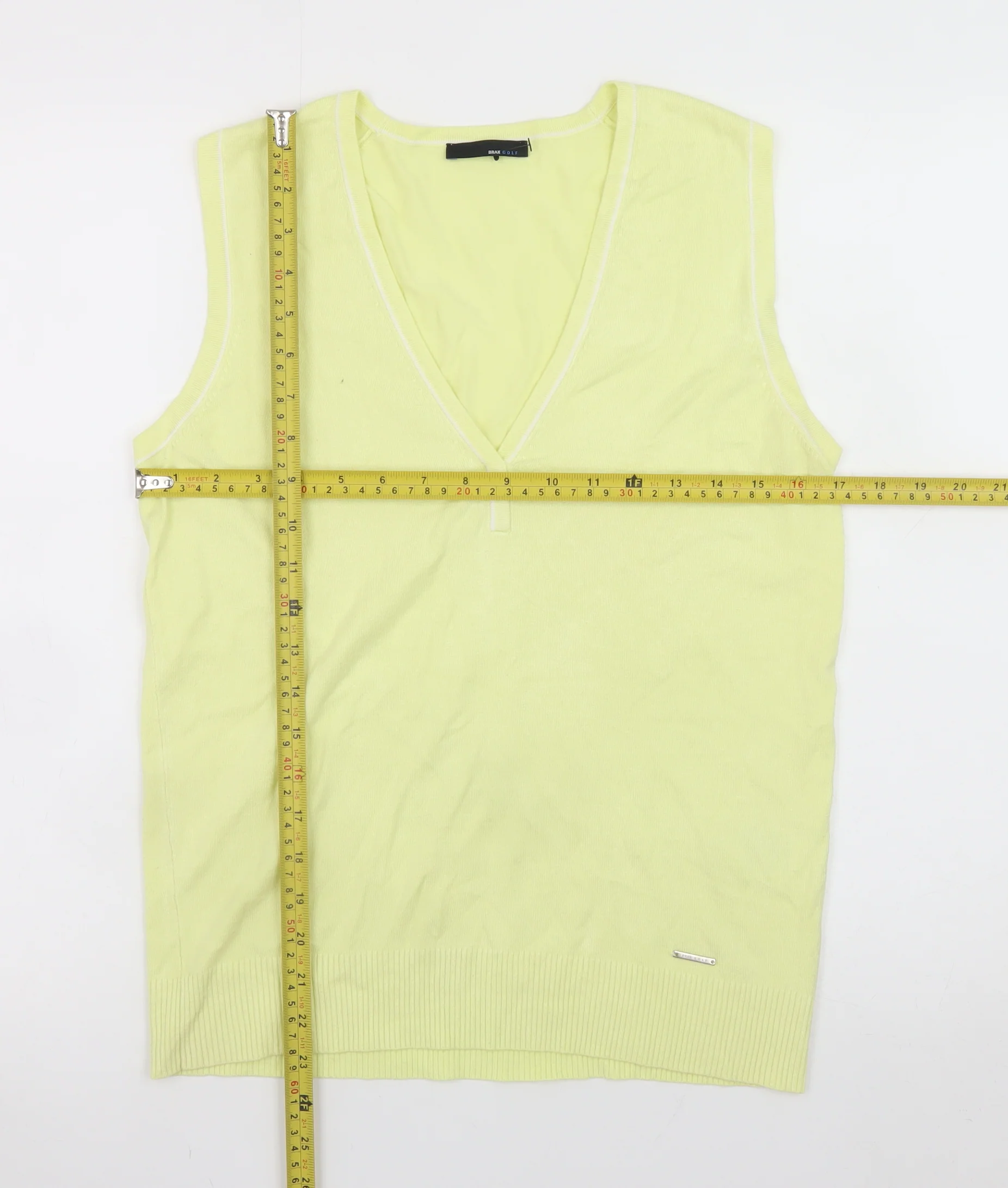 Brax Golf Men's Yellow Sleeveless V-Neck T-Shirt M Viscose Blend - Image 2