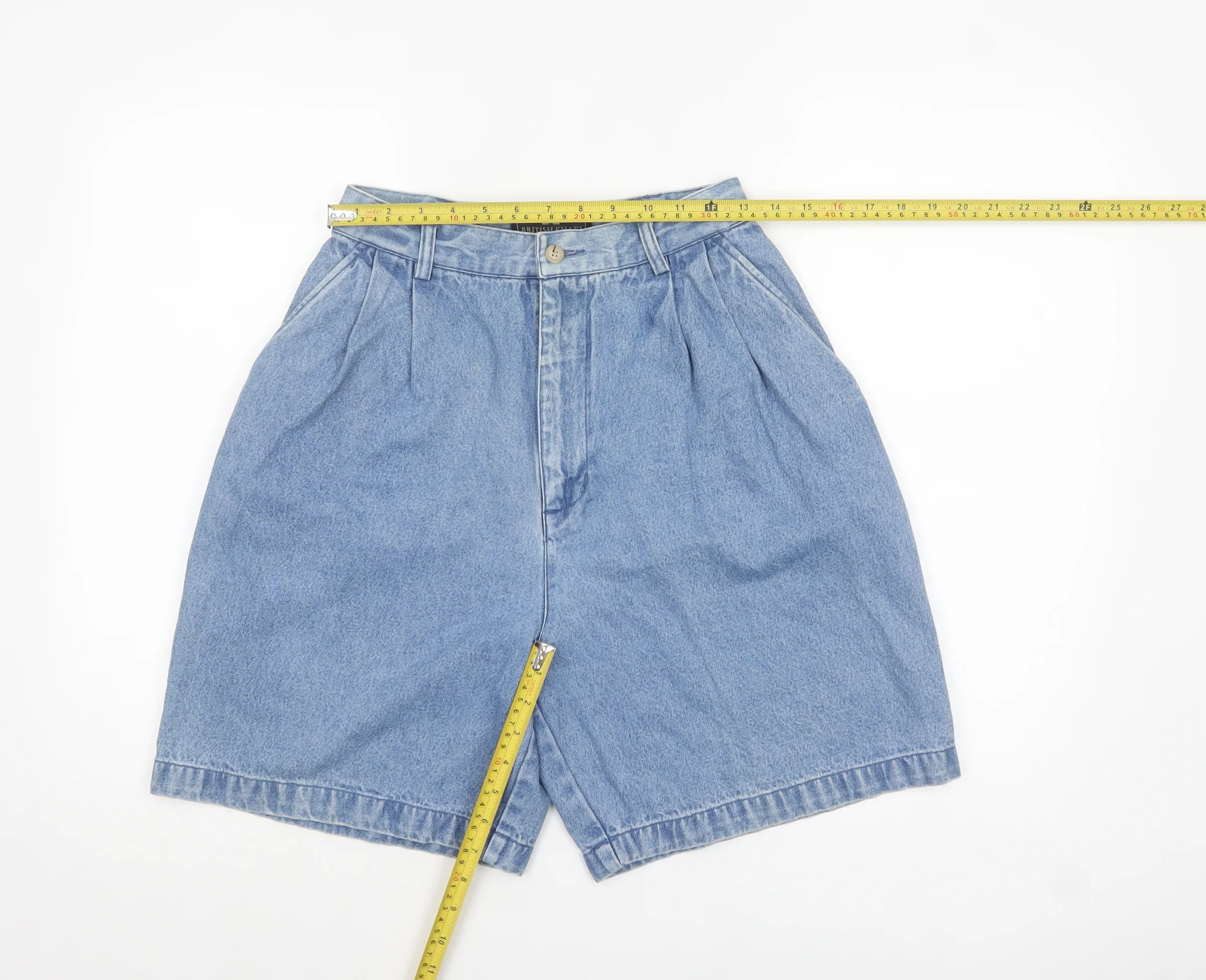 British Khaki Women's Blue Size 8 High Rise Denim Chino Shorts - Image 2