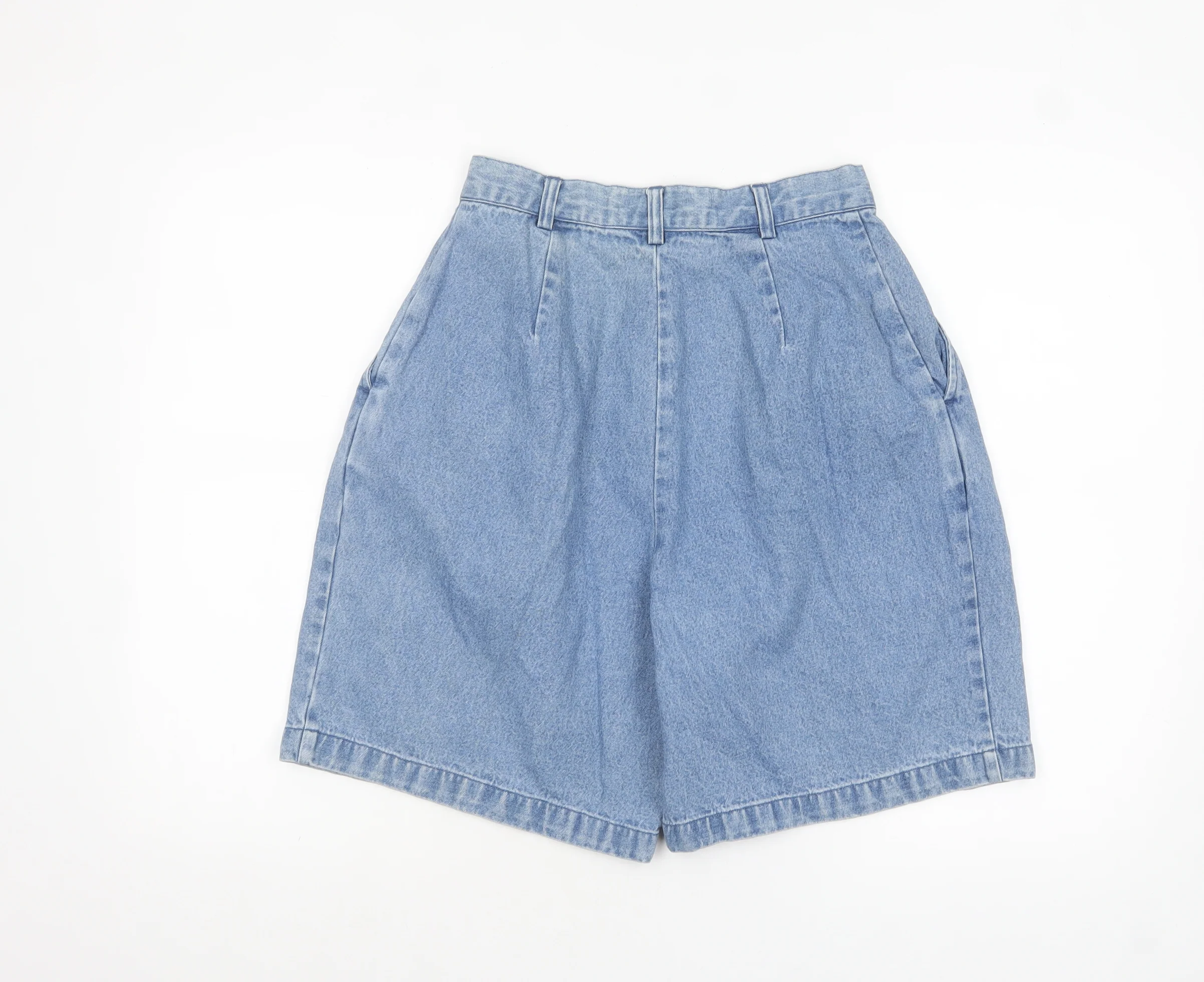 British Khaki Women's Blue Size 8 High Rise Denim Chino Shorts - Image 3