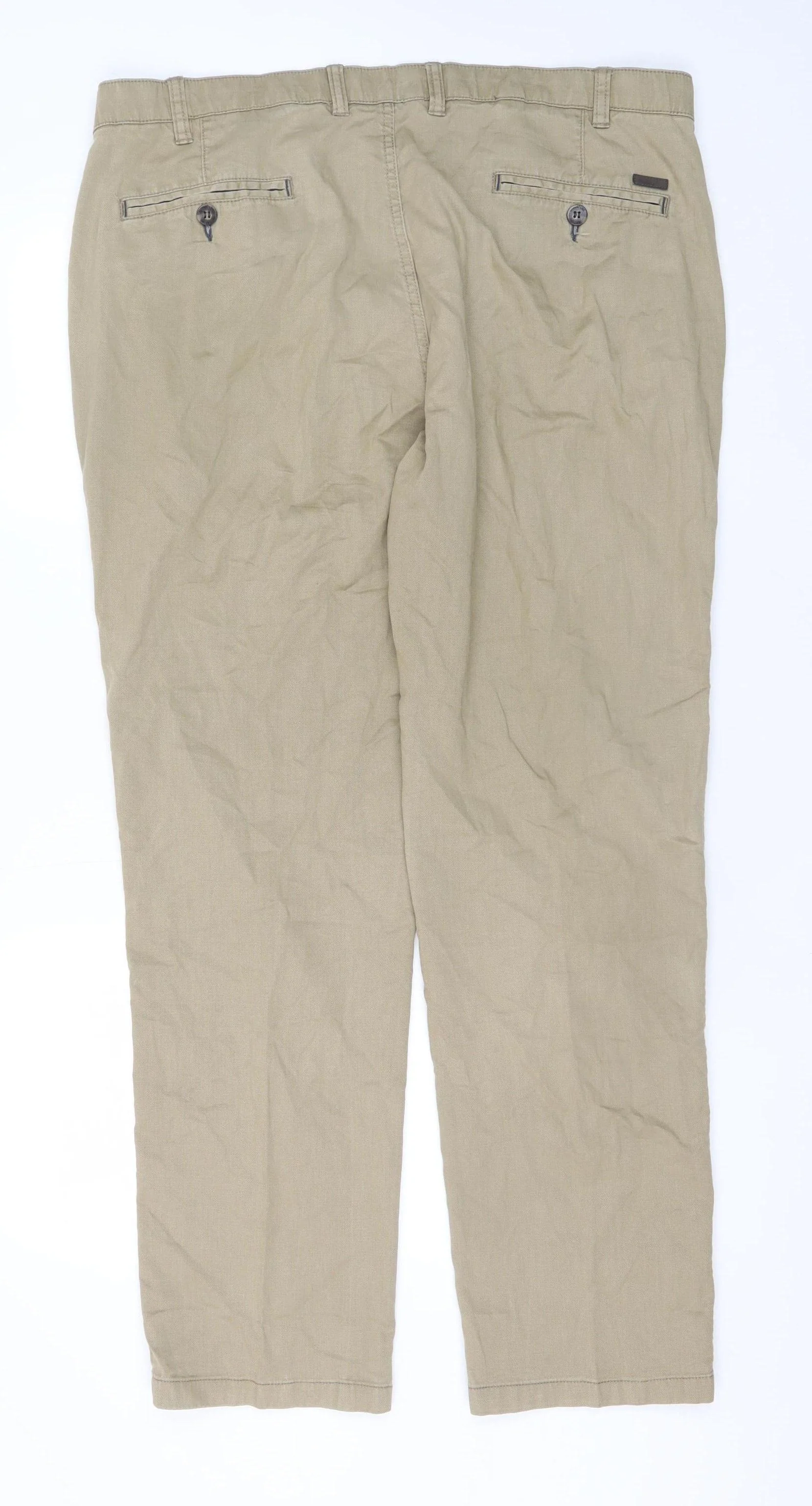 Brook Taverner Men's Beige Chino Trousers 40R Regular Fit Cotton Blend - Image 3