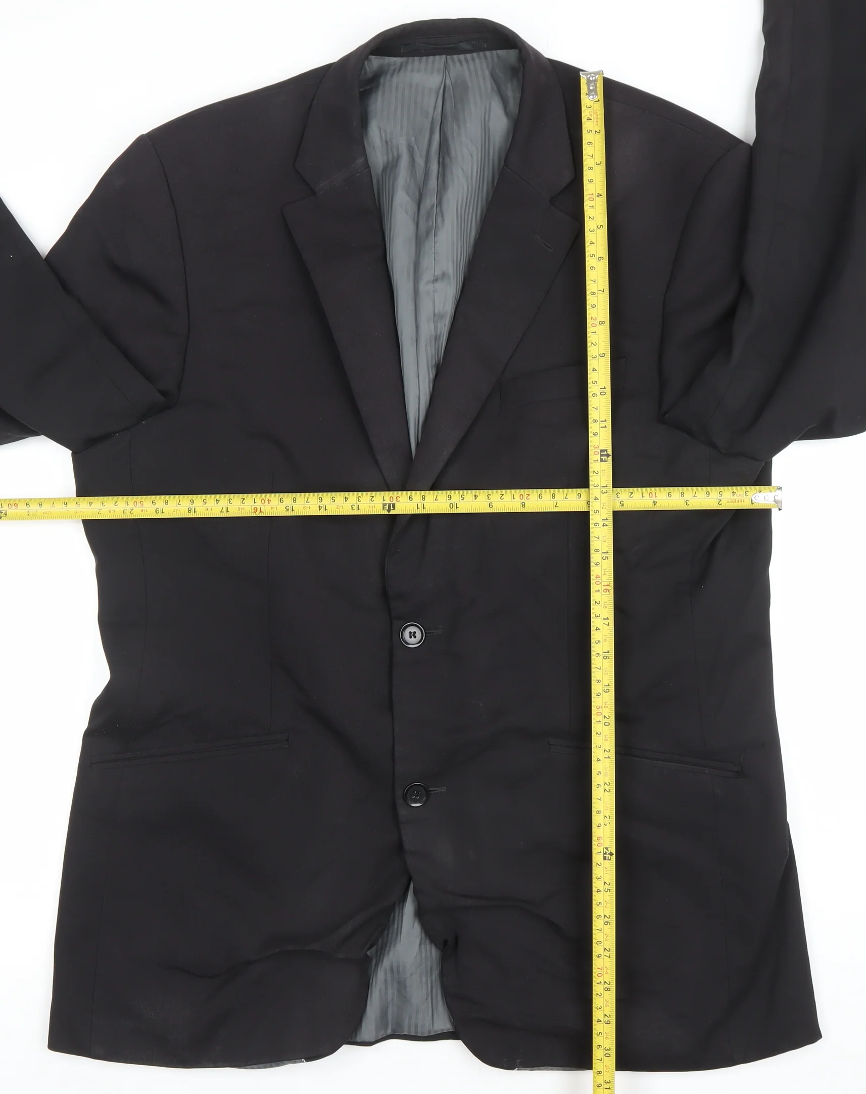 Brook Taverner Men's Black Wool Blend 42R Classic Two-Button Blazer - Image 2