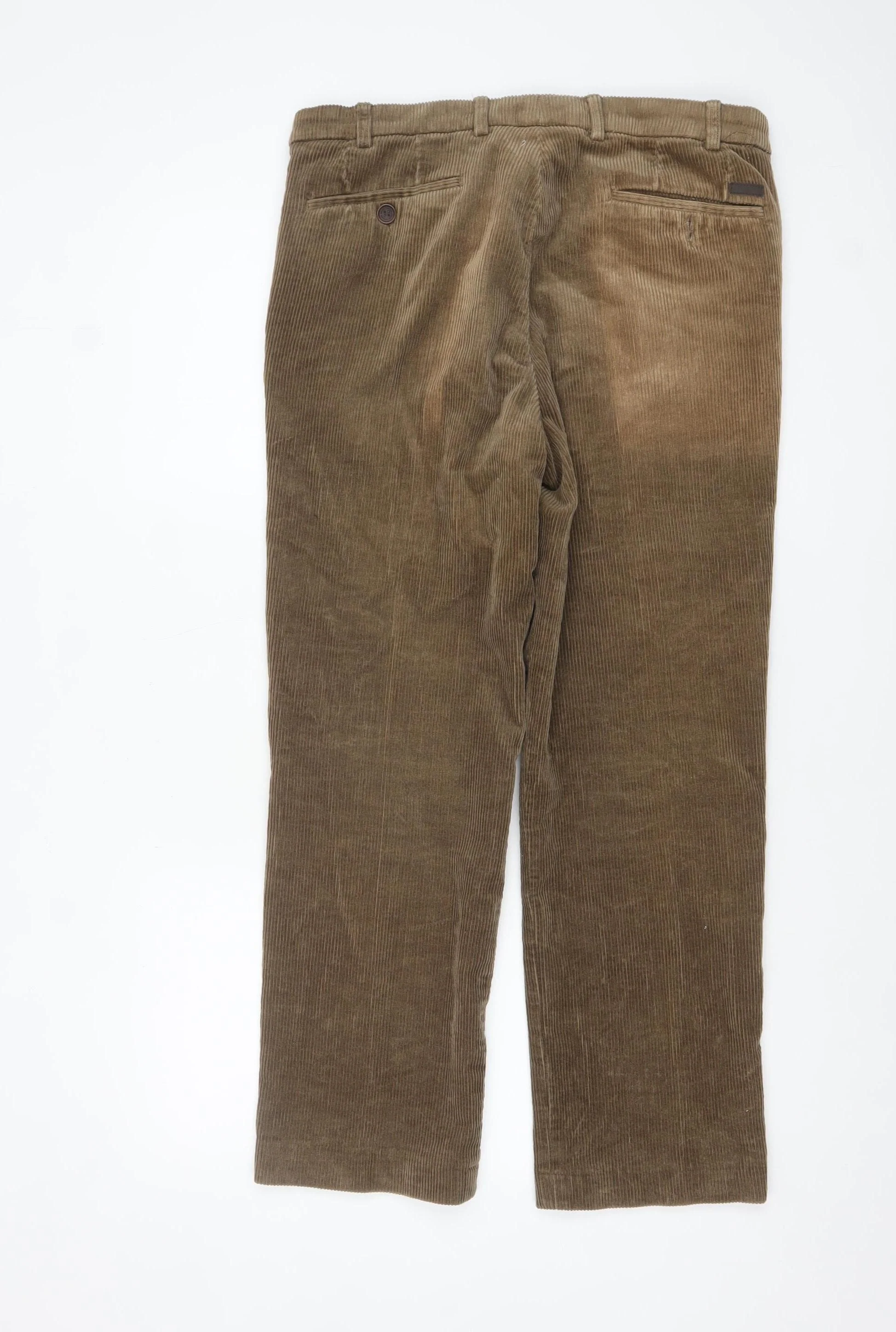 Brook Taverner Men's Brown Corduroy Chino Trousers 34W Classic Fit - Image 3