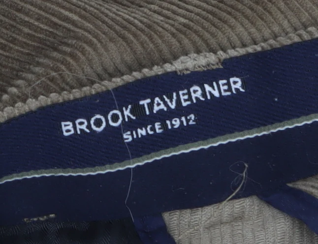 Brook Taverner Men's Brown Corduroy Chino Trousers 34W Classic Fit - Image 5