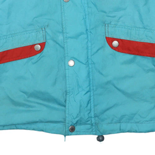 Brugi Women's Blue 90s Hooded Long Parka Jacket M Retro Winter Coat - Image 8