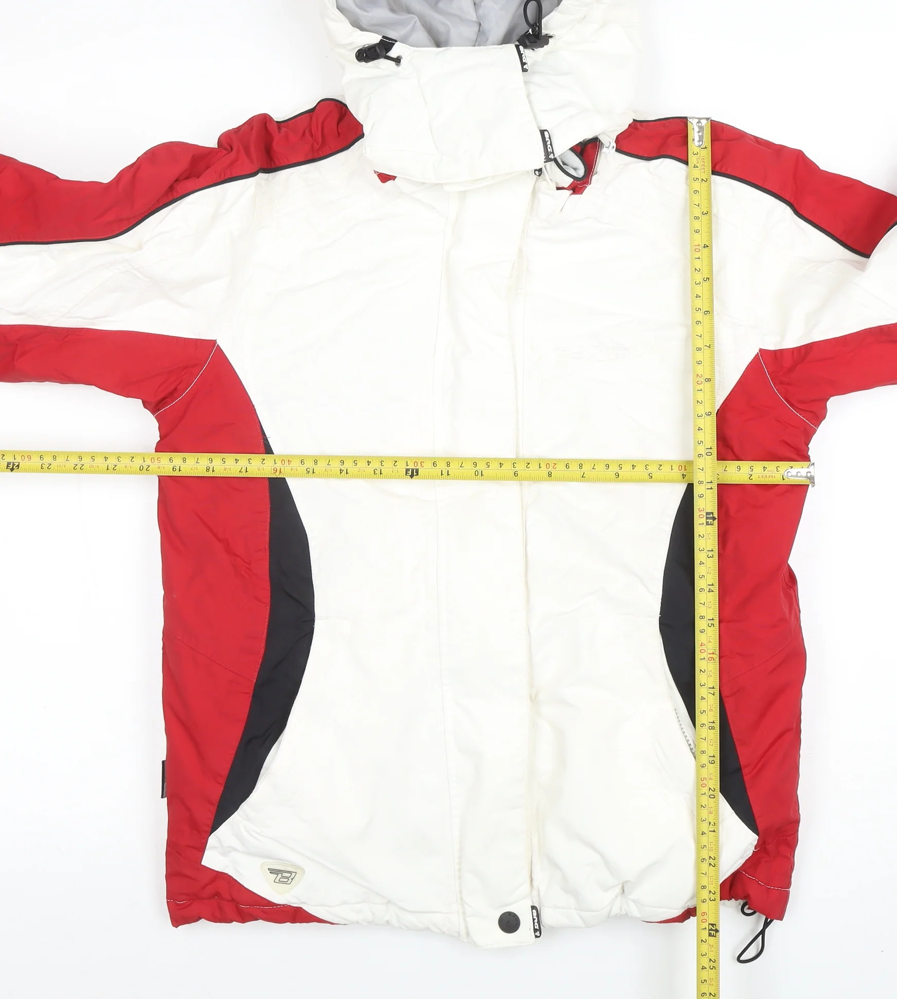 Brugi Women's Red White Ski Jacket Size 10 Hooded Waterproof Winter Coat - Image 2