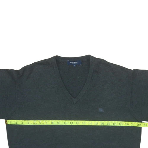 Burberry Men's Grey Merino Wool V-Neck Pullover Jumper S - Image 3