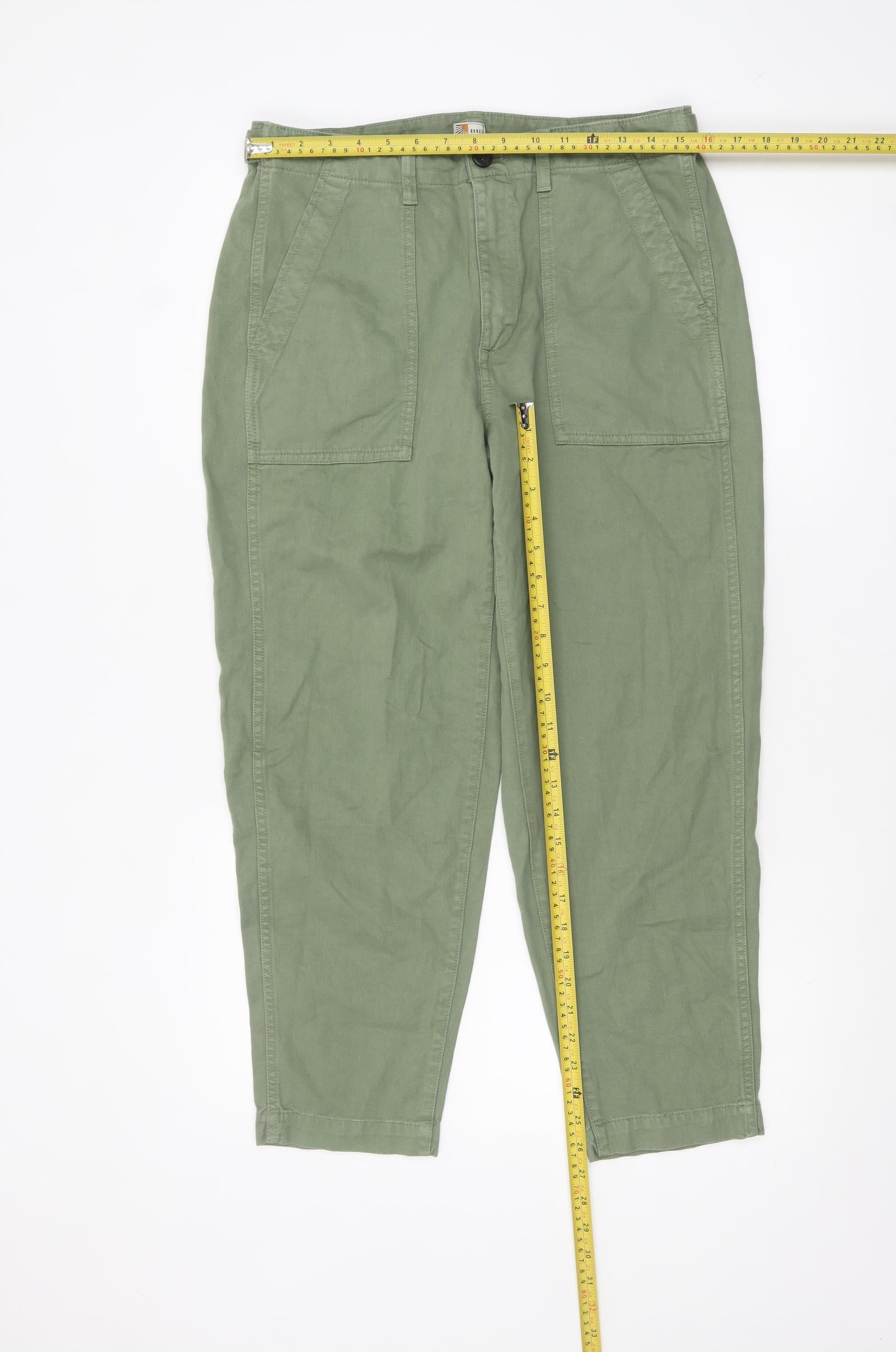 Burgs Womens Green Cargo Trousers Size 10 Cotton Twill Pants - Image 2
