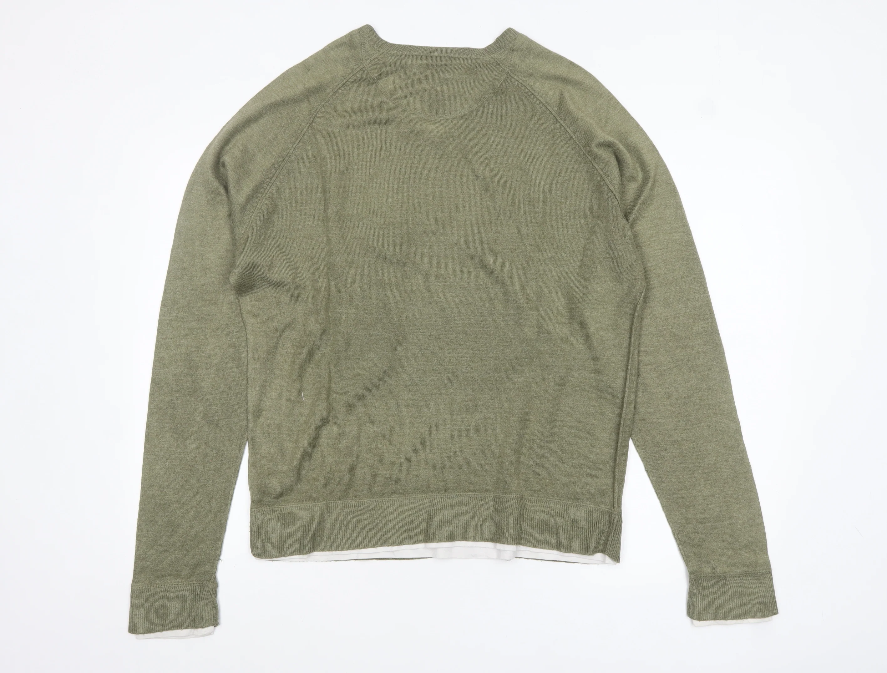 Burton Men’s Green V-Neck Acrylic Pullover Jumper Size L - Image 3