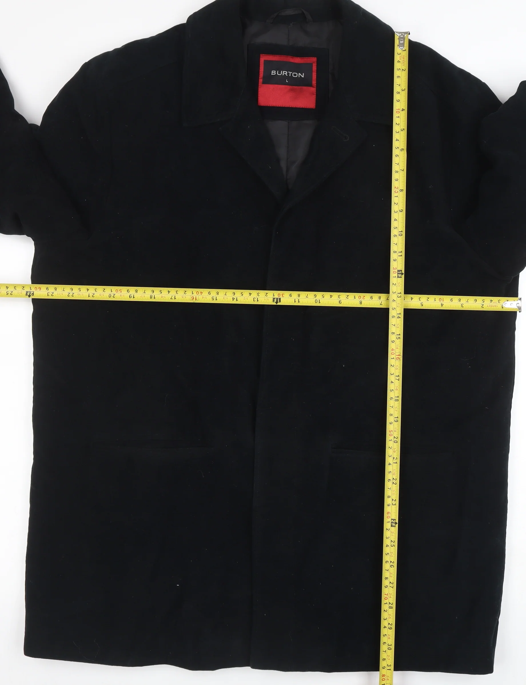 Burton Men's Black Cotton Lined Mid-Length Overcoat Size L - Image 2