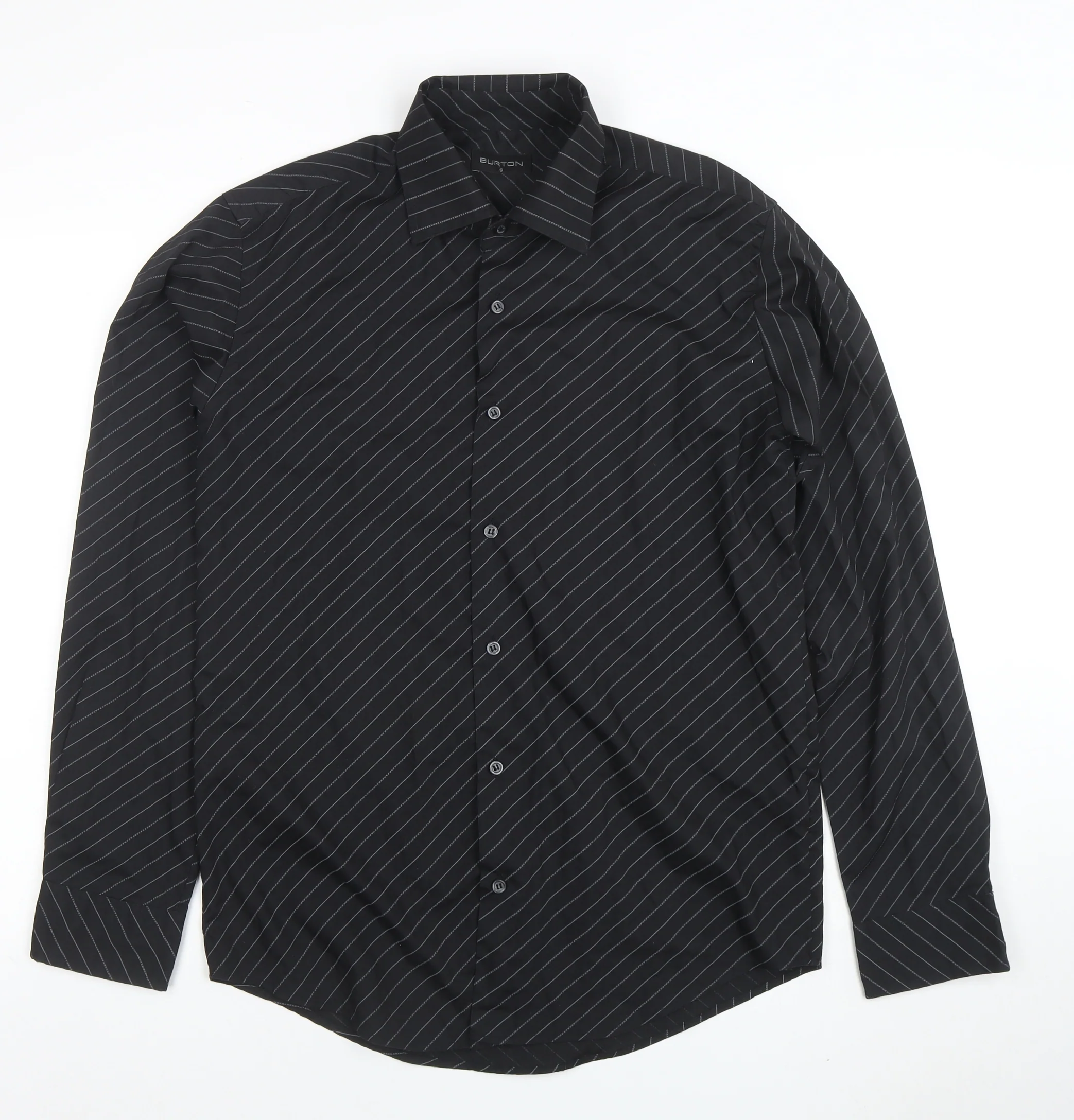 Burton Men's Black Striped Long Sleeve Button-Up Shirt Size S