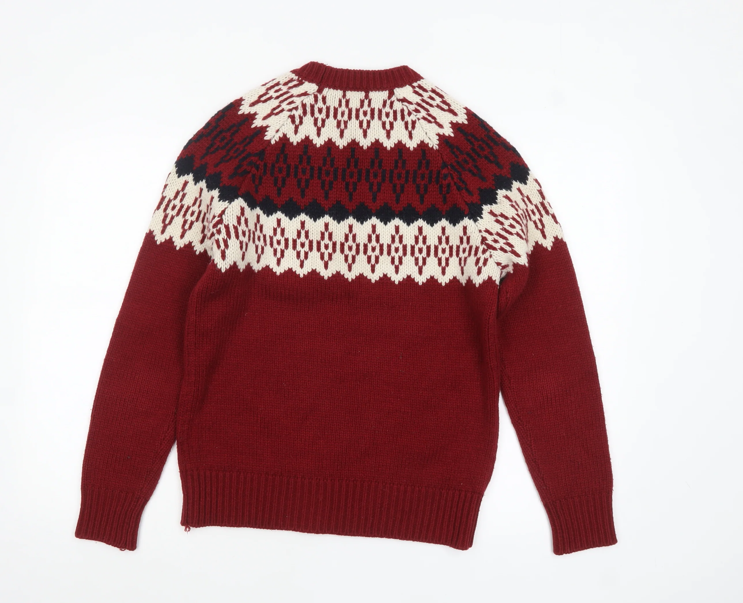 Burton Men's Red Fair Isle Crew Neck Knit Jumper Small - Image 3