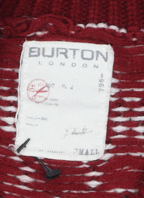 Burton Men's Red Fair Isle Crew Neck Knit Jumper Small - Image 5