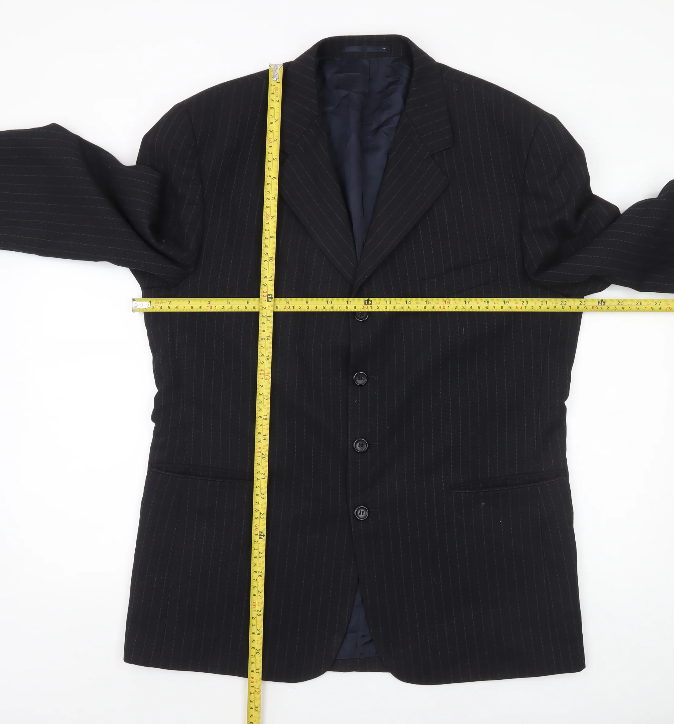 Burton Menswear Black Pinstripe 42in Regular Fit Men's Suit Jacket - Image 2