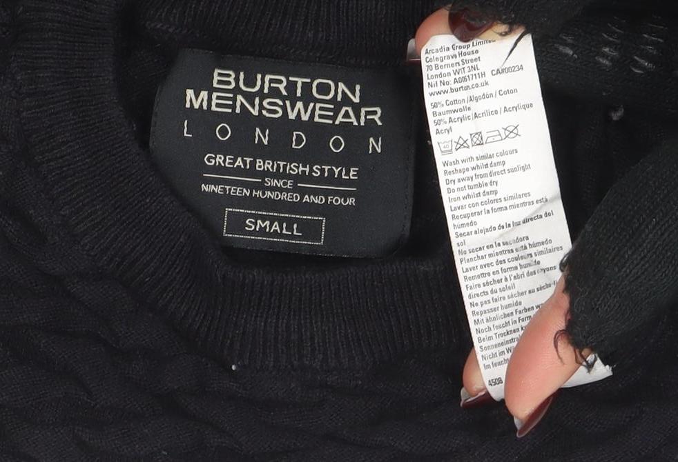 Burton Menswear London Black Cable-Knit Jumper Women's Small - Image 4