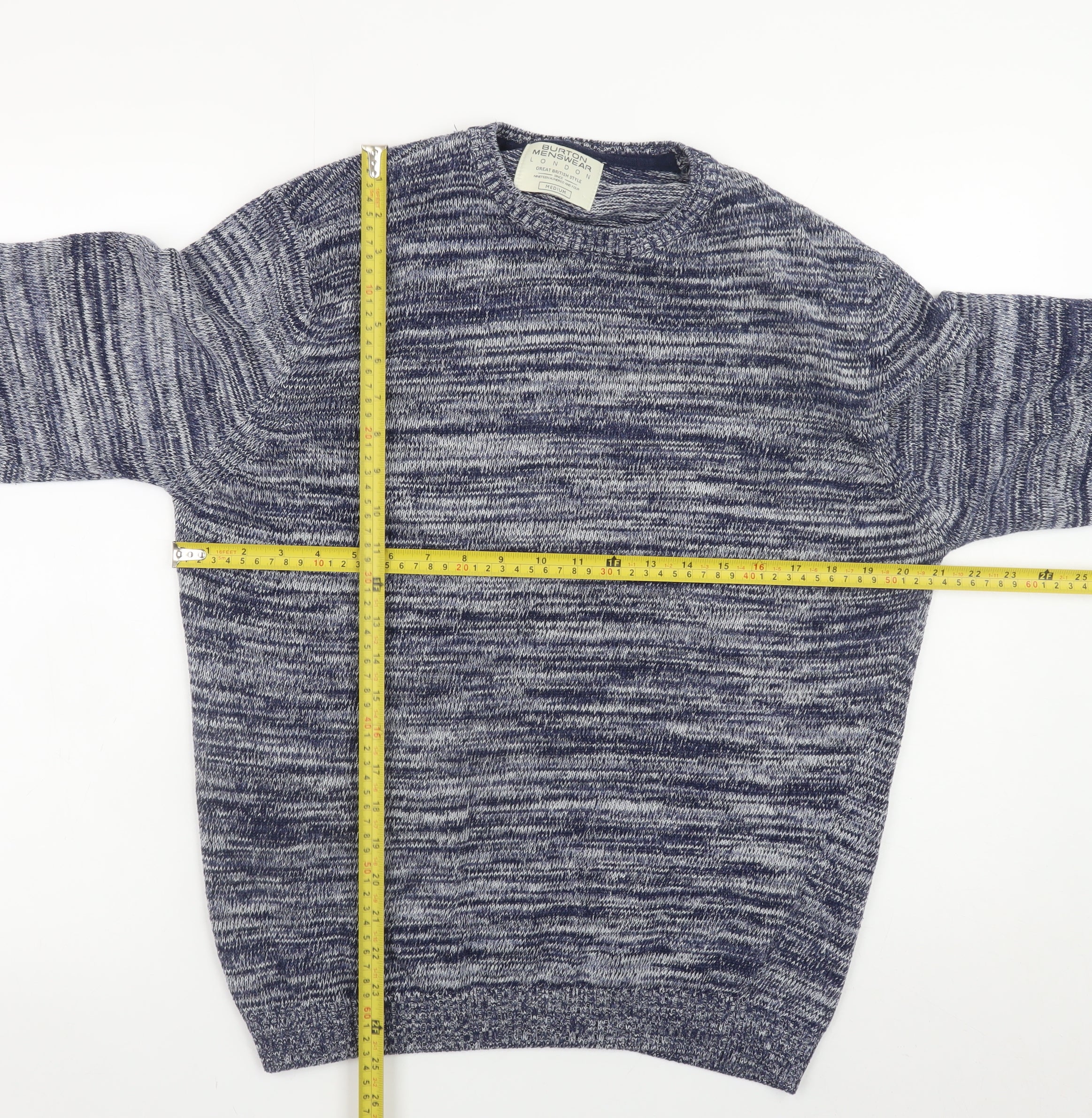 Burton Menswear London Men's Blue Crew Neck Pullover Jumper Medium - Image 2