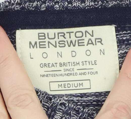 Burton Menswear London Men's Blue Crew Neck Pullover Jumper Medium - Image 4