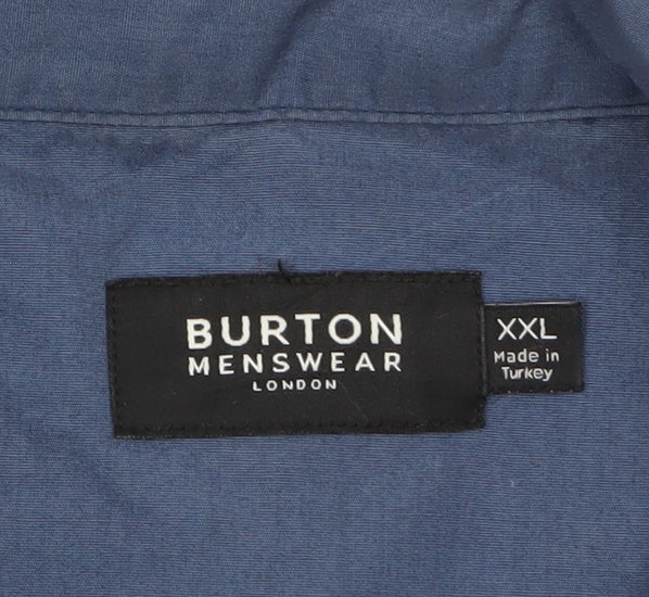 Burton Menswear Men’s Blue 2XL Short Sleeve Button-Up Shirt - Image 5
