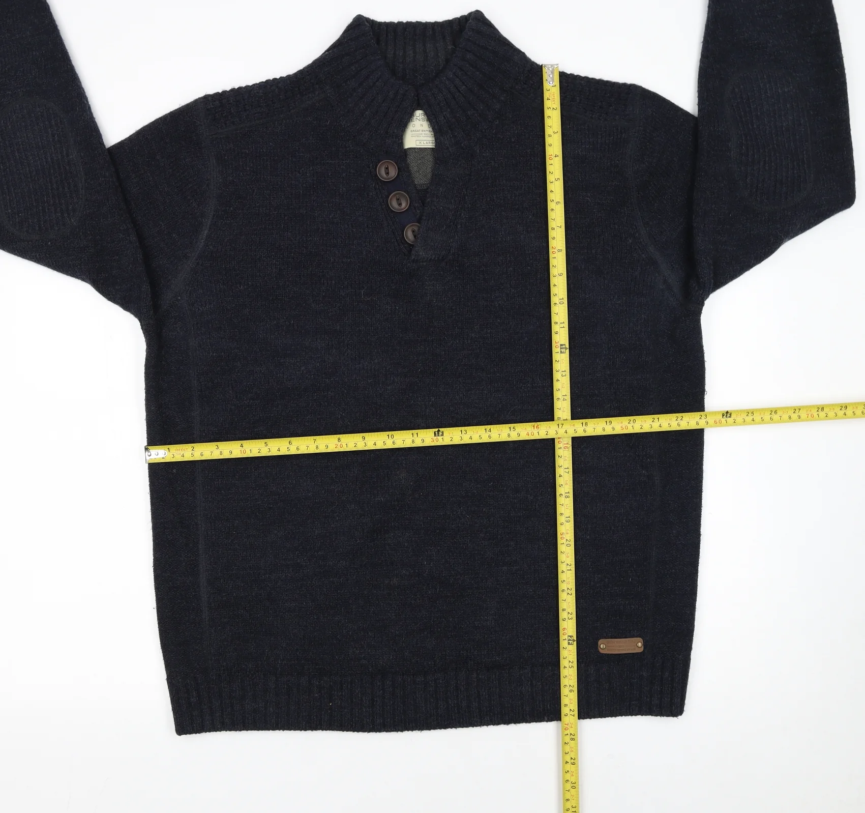 Burton Menswear Men’s Blue XL Henley Wool Blend Jumper - Image 2