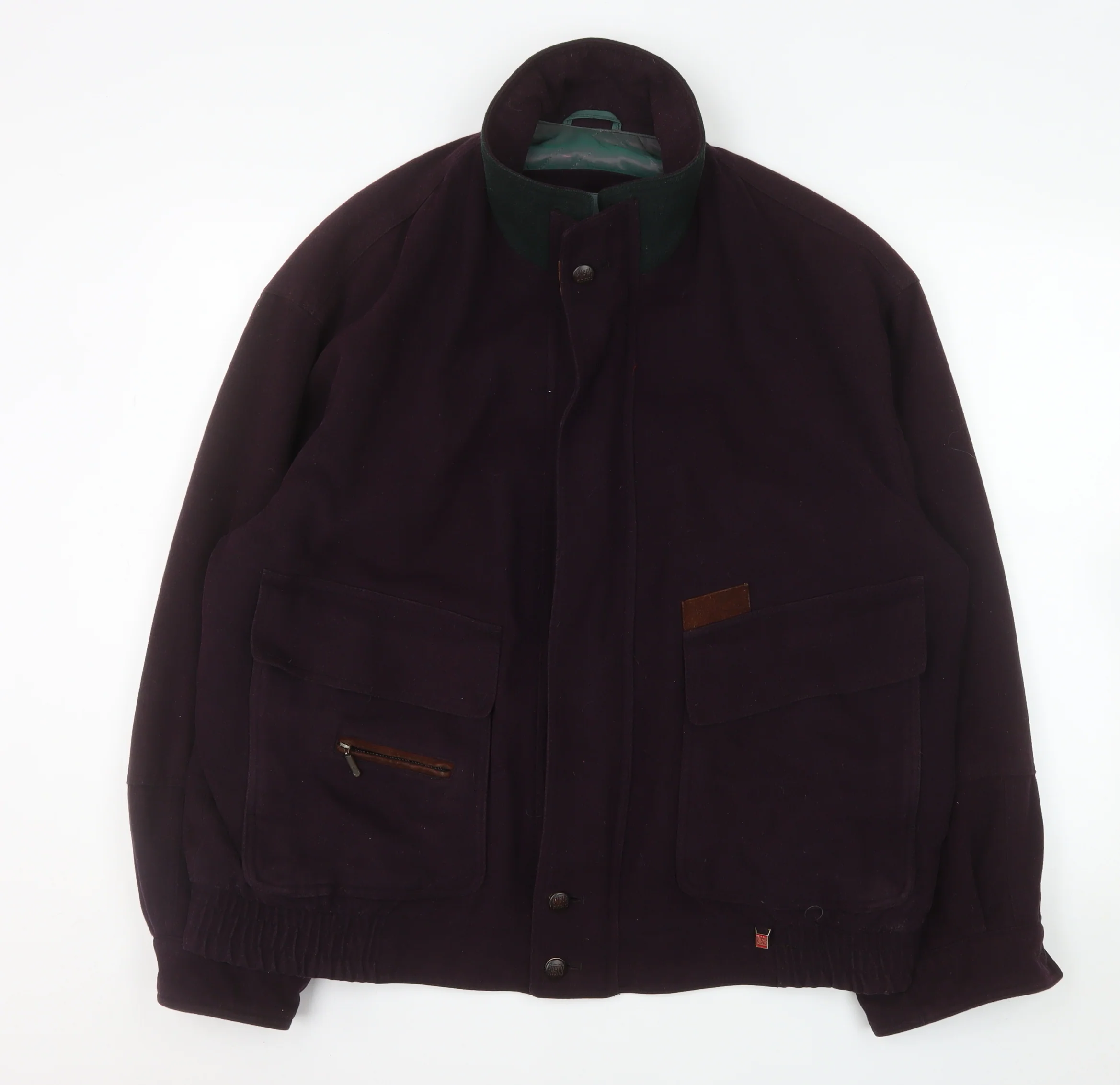 Bush Sportswear Men's Brown Wool Bomber Jacket Size 54 Regular