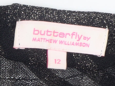 Butterfly by Matthew Williamson Black Knit Wrap Dress Women's Size 12 - Image 4