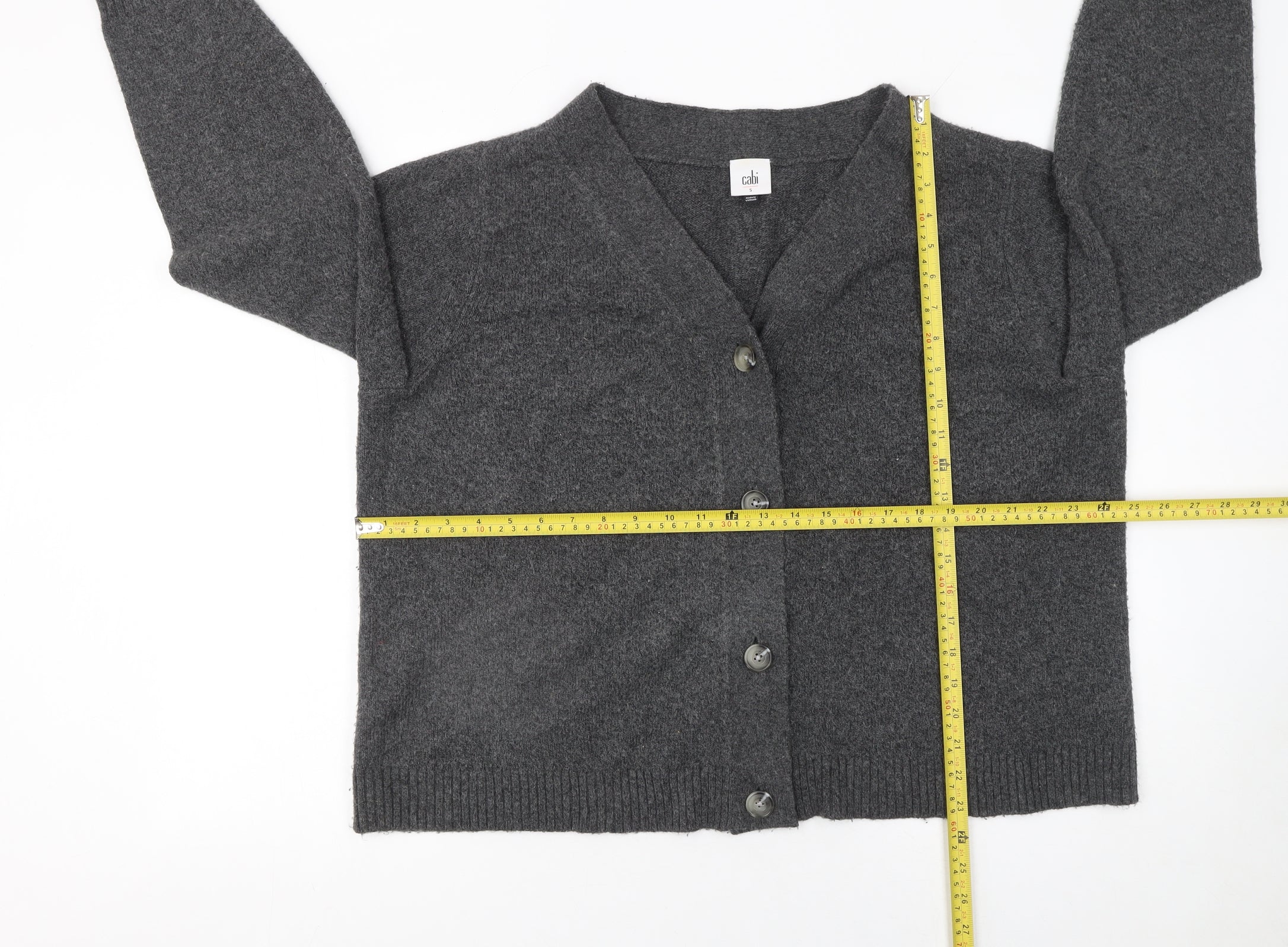 Cabi Womens Grey V-Neck Button Cardigan Jumper Size S - Image 2