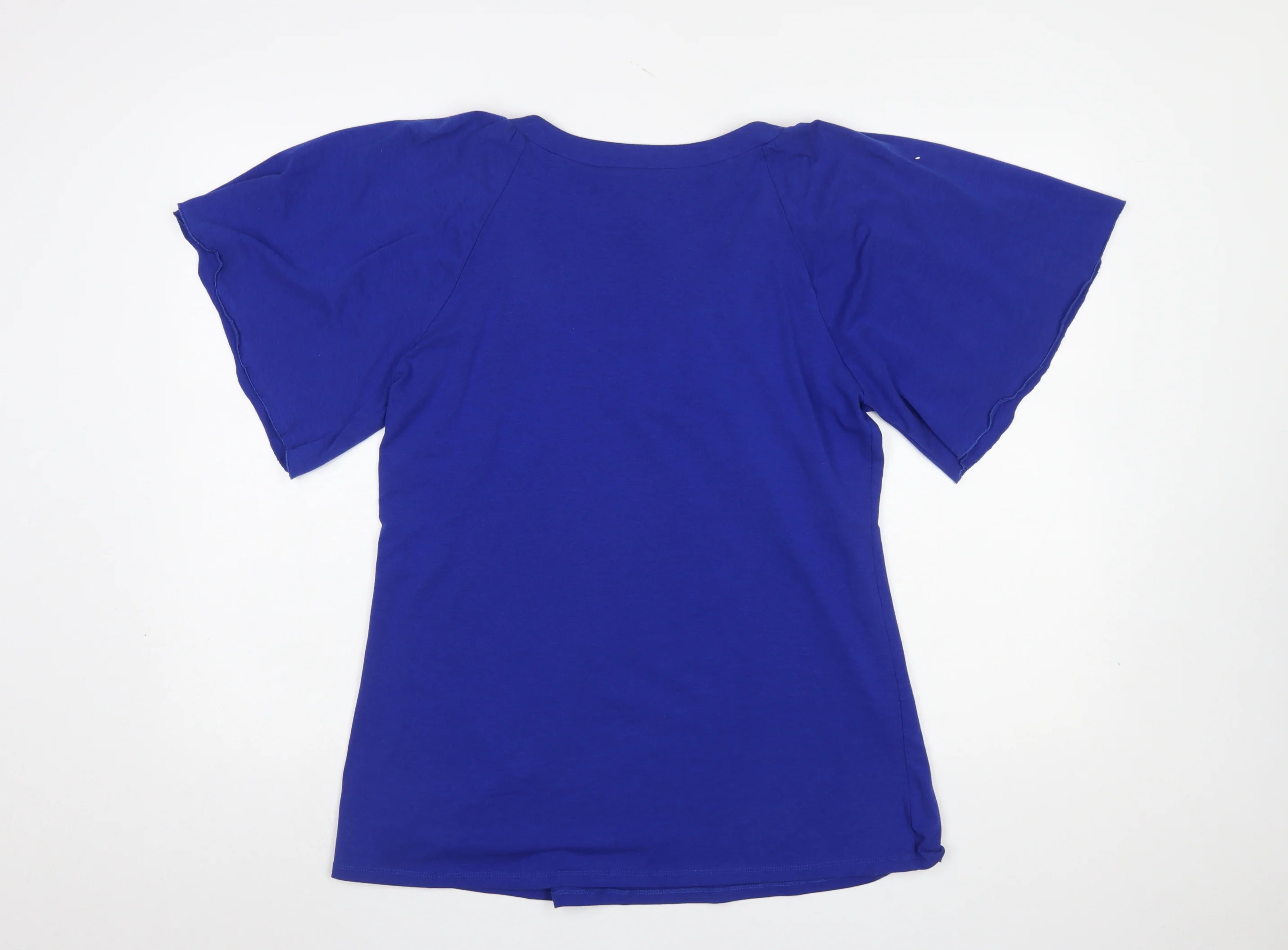 Cable & Gauge Women's Blue Beaded V-Neck Short Sleeve Top Size L - Image 3