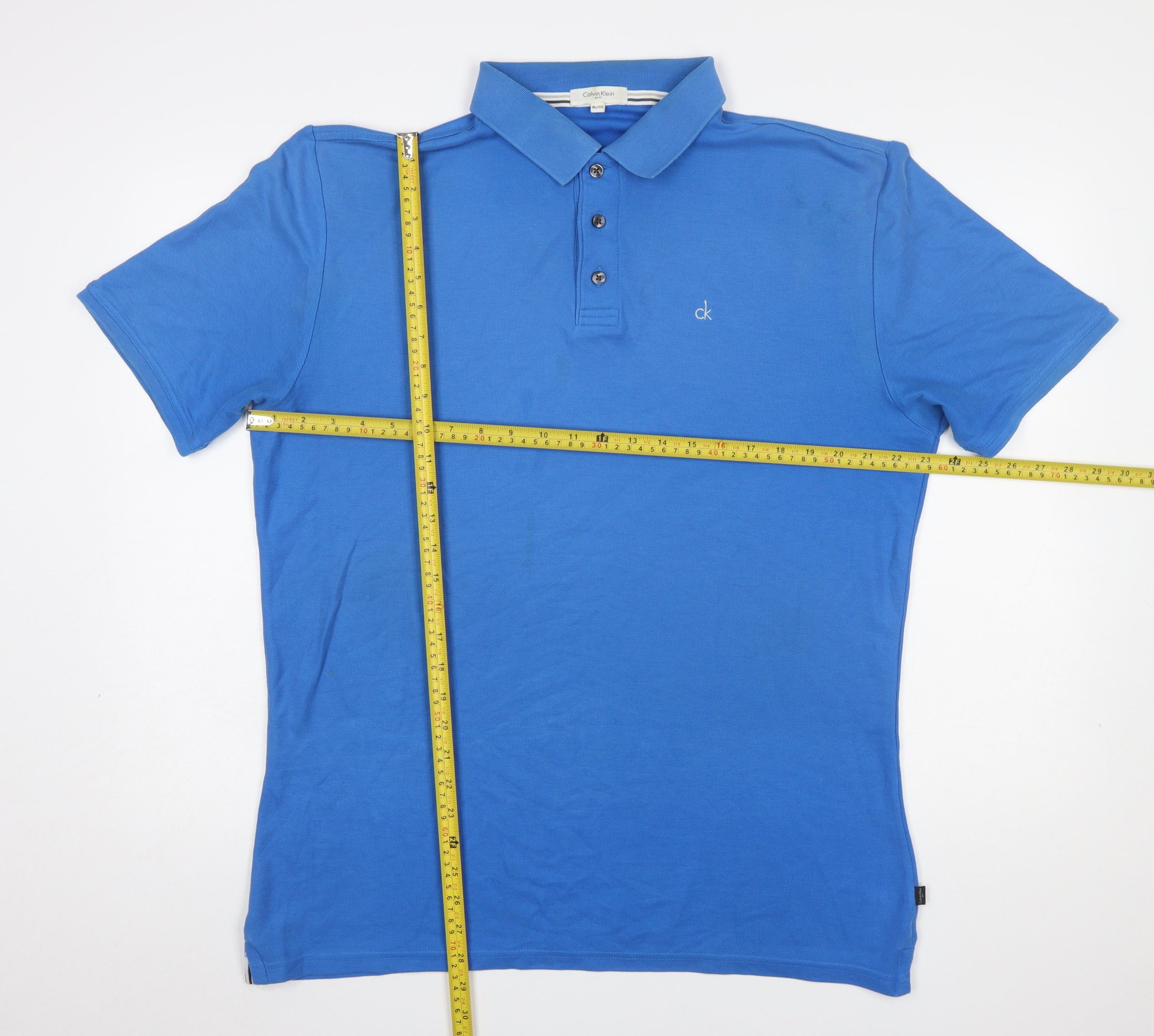 Calvin Klein Golf Blue Men’s XL Slim Fit Cotton Polo Shirt - Image 2