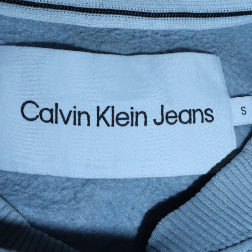 Calvin Klein Jeans Men Blue Cotton Logo Crew Neck Sweatshirt S - Image 5