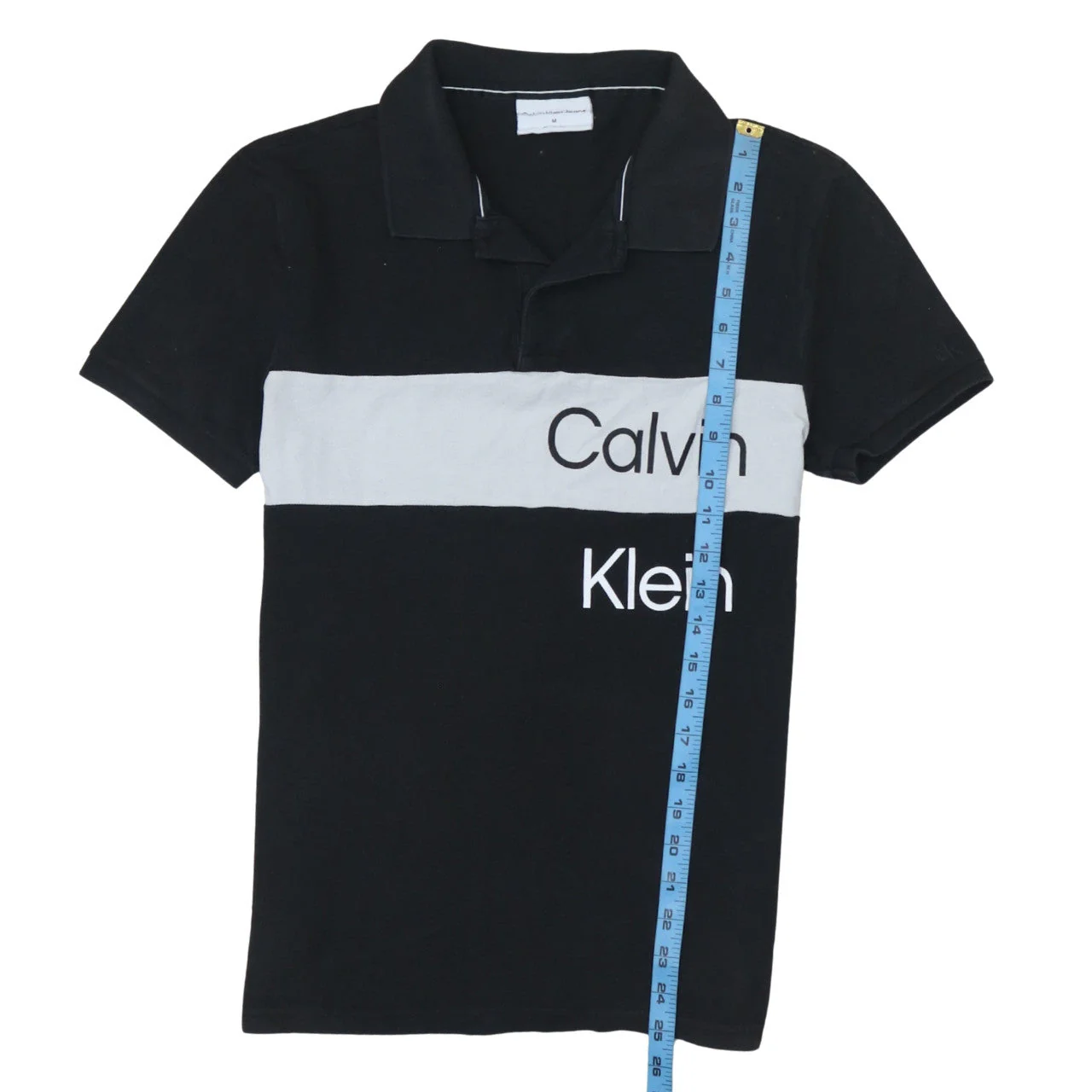 Calvin Klein Jeans Men's Black Colourblock Cotton Polo M - Image 3
