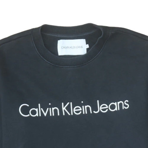 Calvin Klein Jeans Men's Black Cotton Crew Neck Sweatshirt M - Image 7