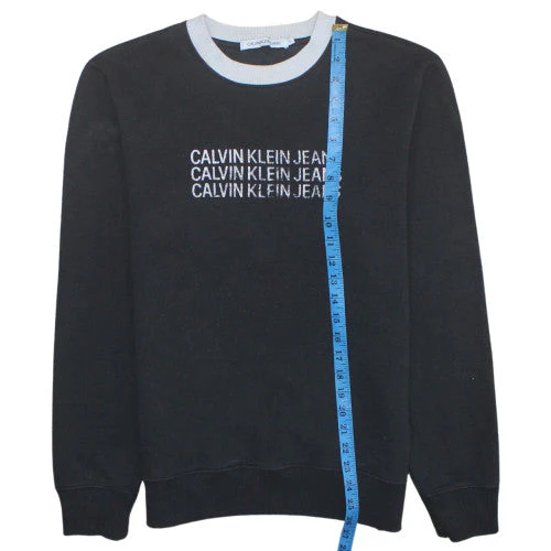 Calvin Klein Jeans Men's Black Embroidered Sweatshirt M Pullover - Image 2