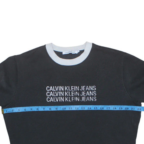 Calvin Klein Jeans Men's Black Embroidered Sweatshirt M Pullover - Image 3