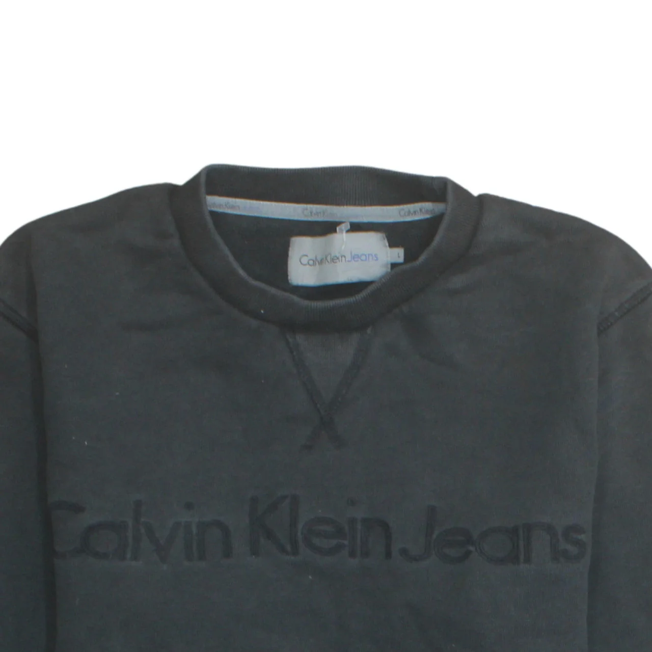 Calvin Klein Jeans Men's Black Logo Pullover Sweatshirt Size L - Image 7